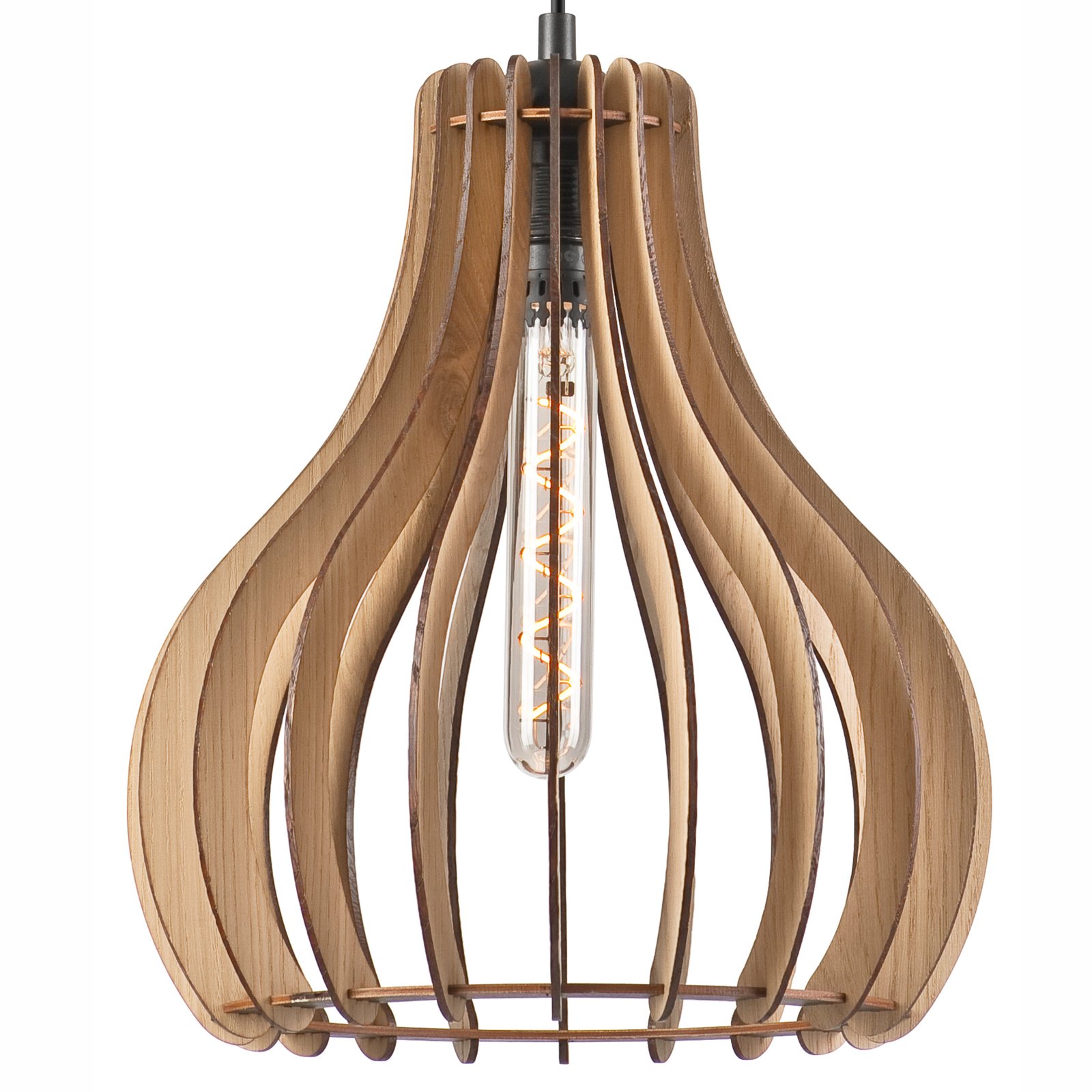 Envostar Falou pendant light, oak, Ø 25 cm