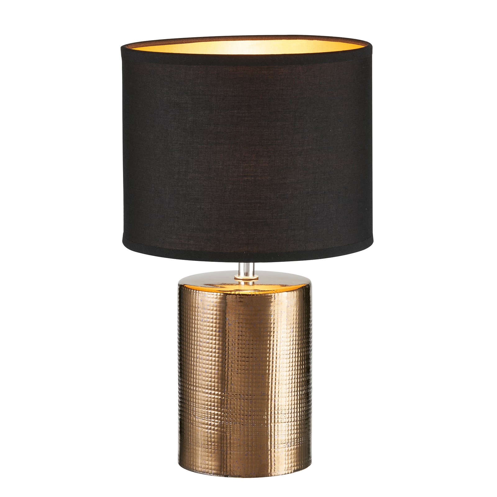 Lámpara de mesa Bronz, cilíndrico, negro/bronce