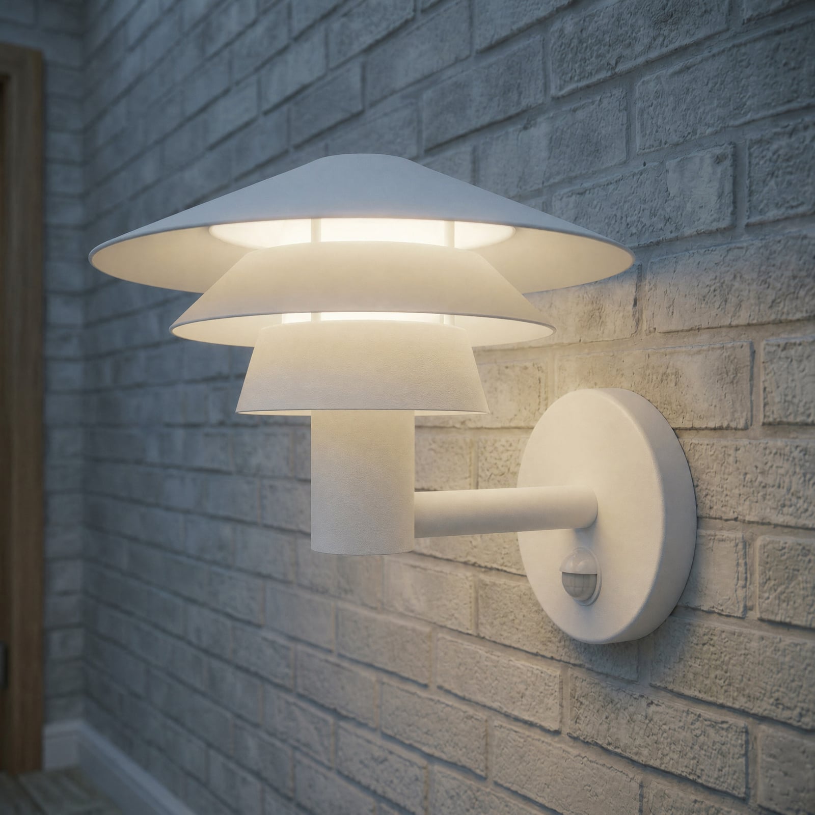 Lucande LED-välisvalgusti Montaro, valge, IP54, anduriga