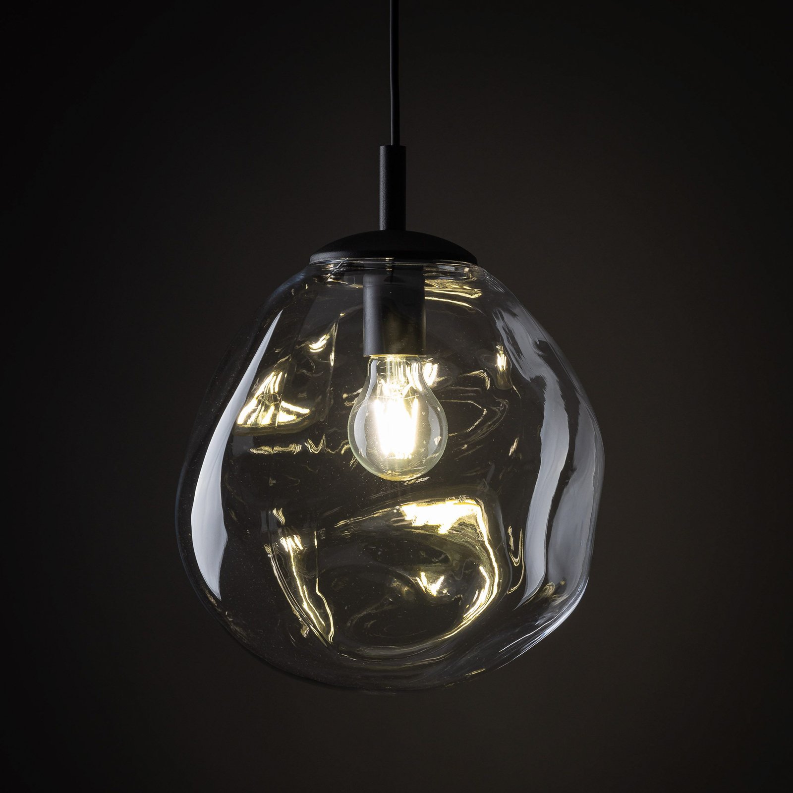 Sol Mini candeeiro suspenso, vidro, Ø 25 cm, preto/claro