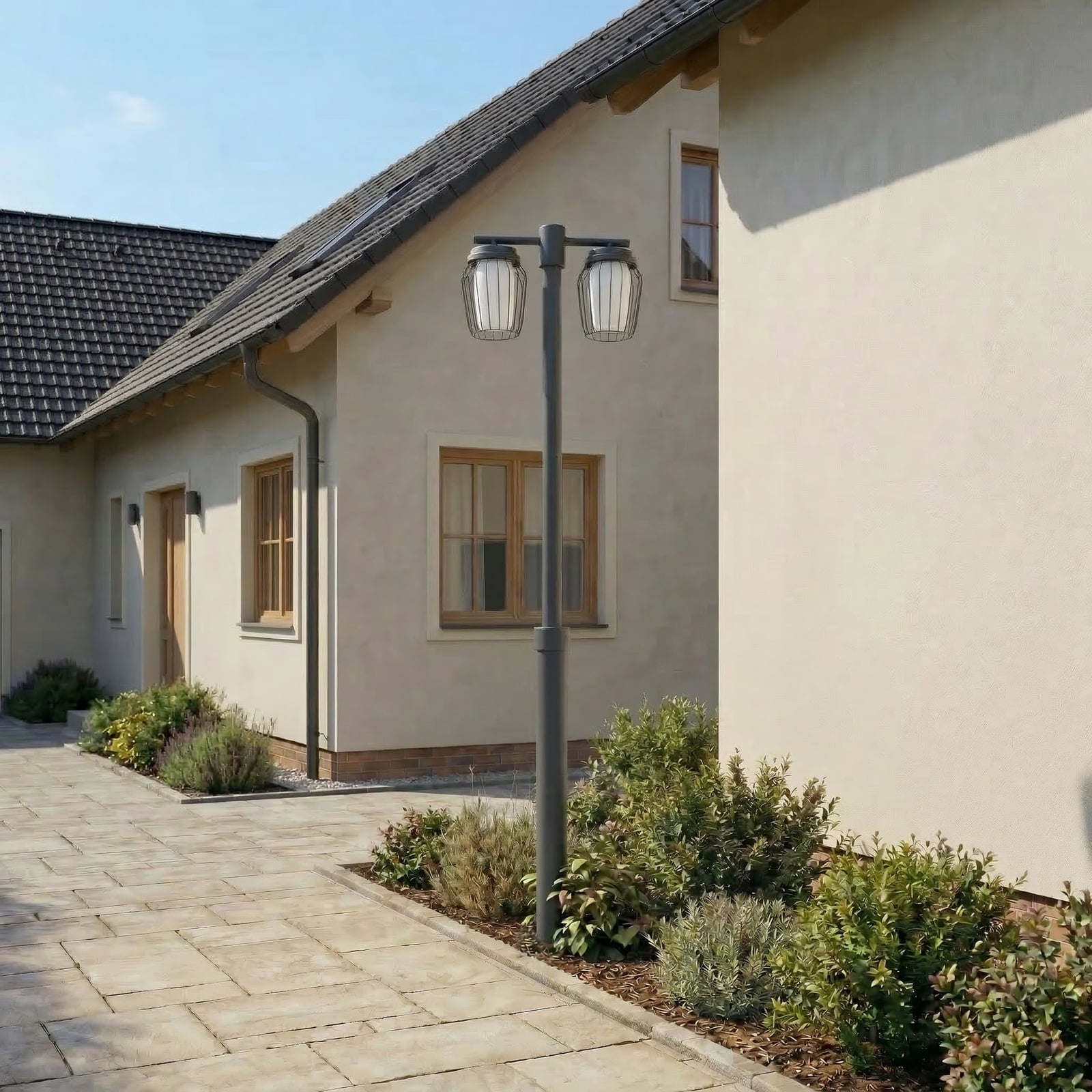 Chandan vanjska svjetiljka, visina 215 cm, antracit, 2 svjetla - Lucande