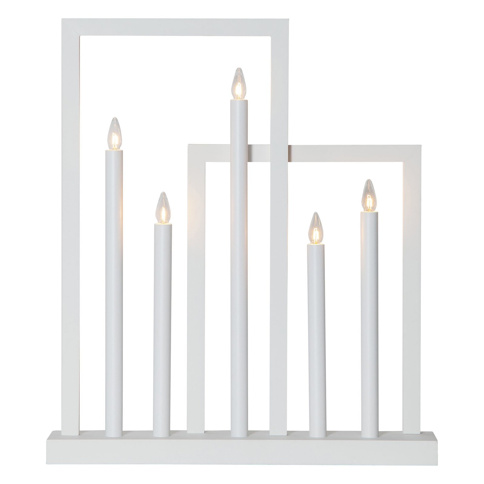 Drewniany świecznik okienny Frame, 5-pkt., biały