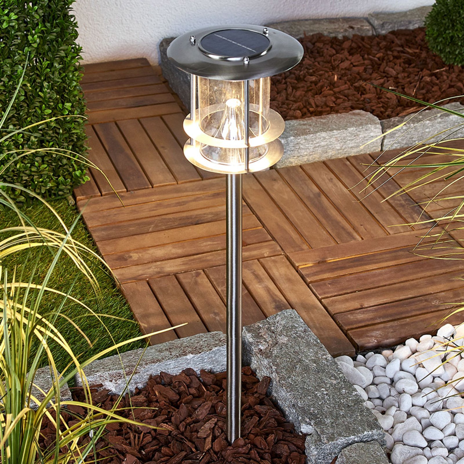 Sumaya - LED-solcellelampe i rustfrit stål
