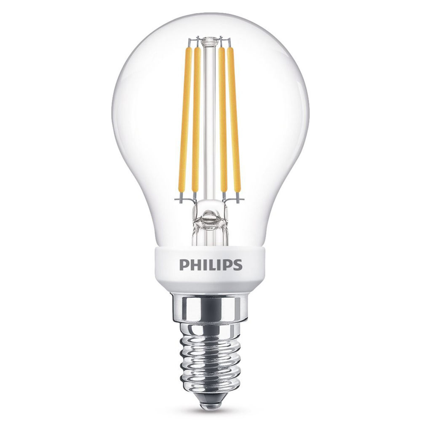 astronomi Brug for Forblive Philips LED-pære E14 P45 3,4 W klar WarmGlow | Lampegiganten.dk