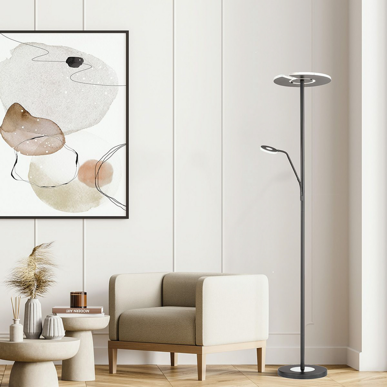 LED-lattiavalaisin Dent, musta, 180 cm, CCT, 2-valoinen