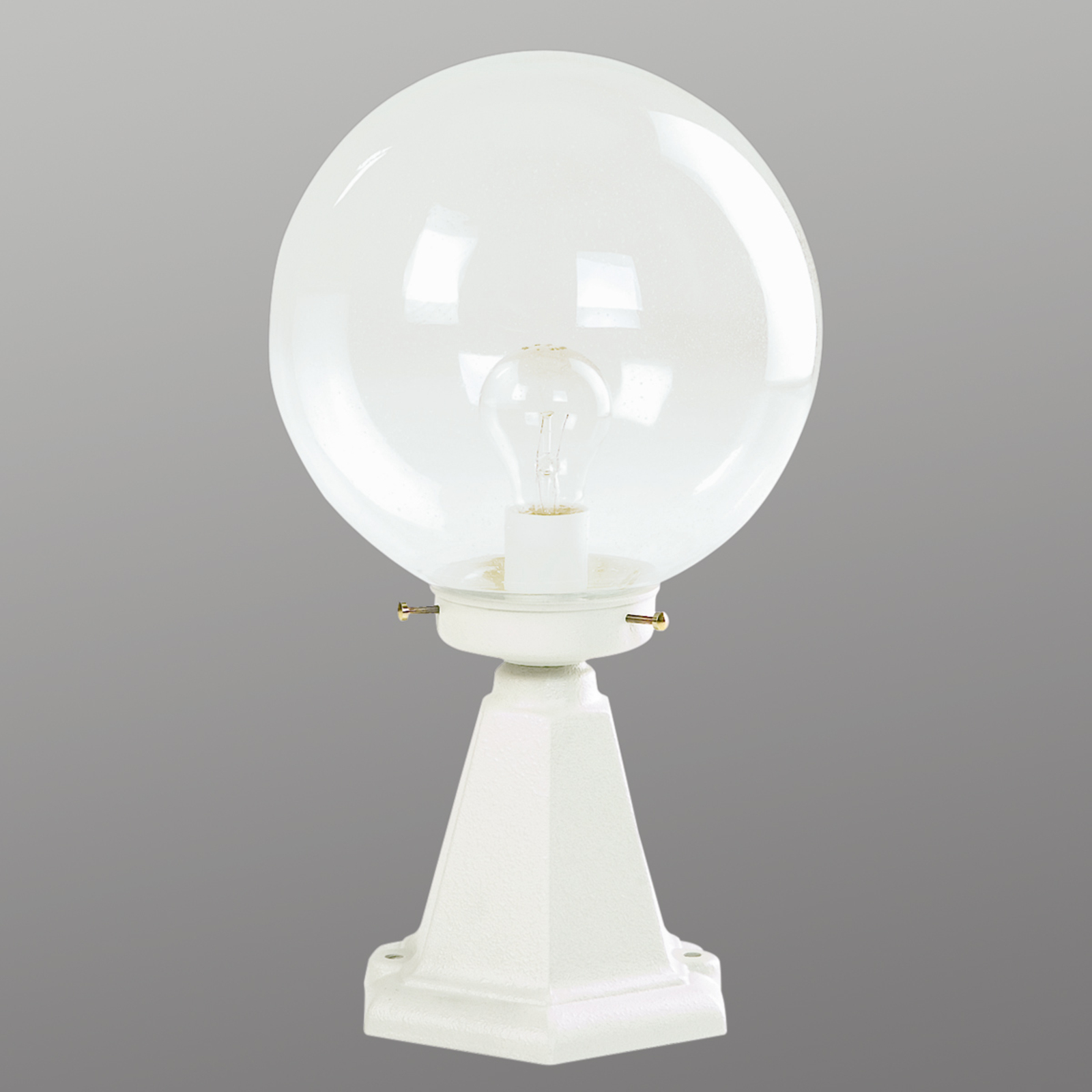 Pillar light I white, with bubble glass