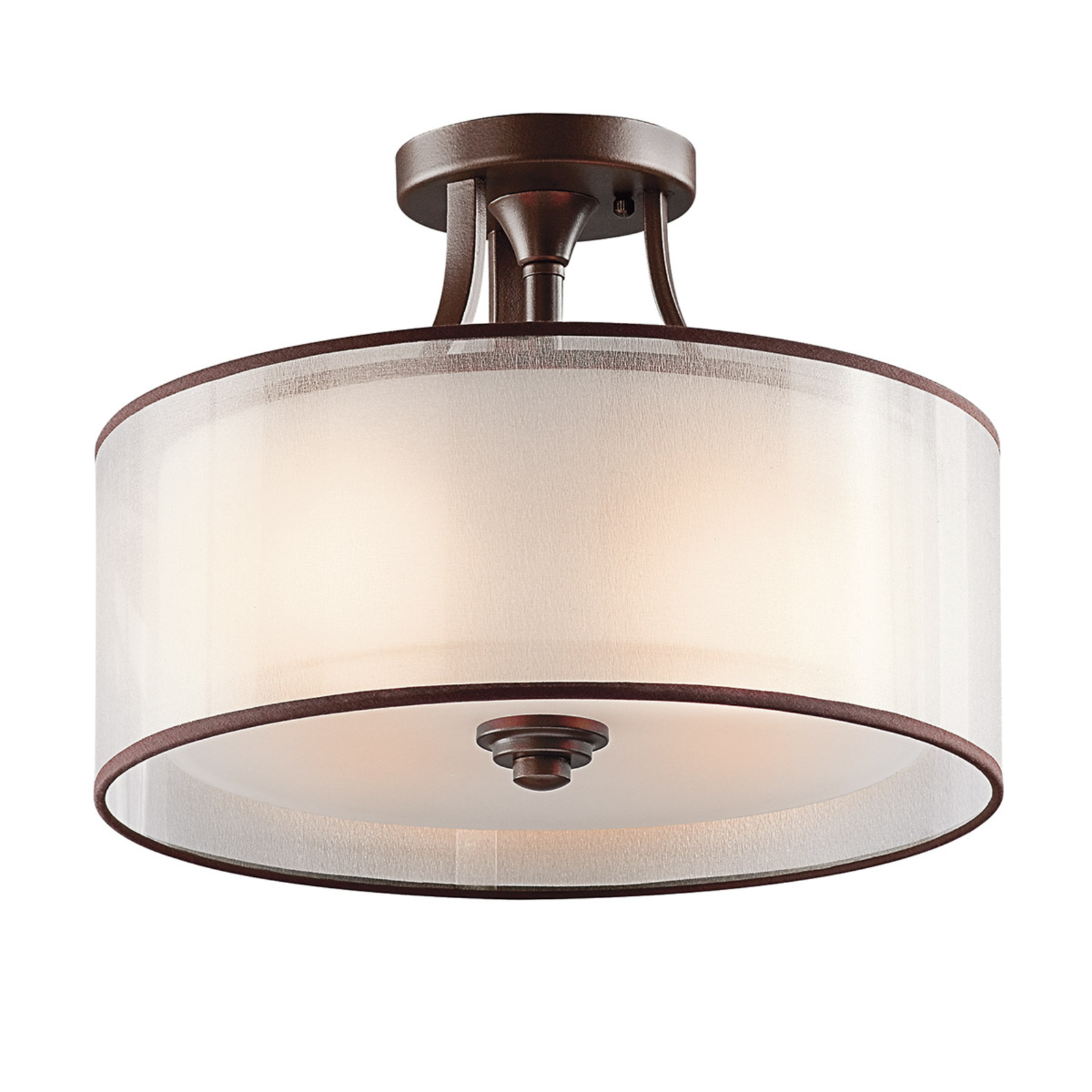 KICHLER Lacey semi-flush ceiling light, for Living / Dining Room, Metal, glass, E27, 100 W, energy efficiency: A++, H: 27.3 cm