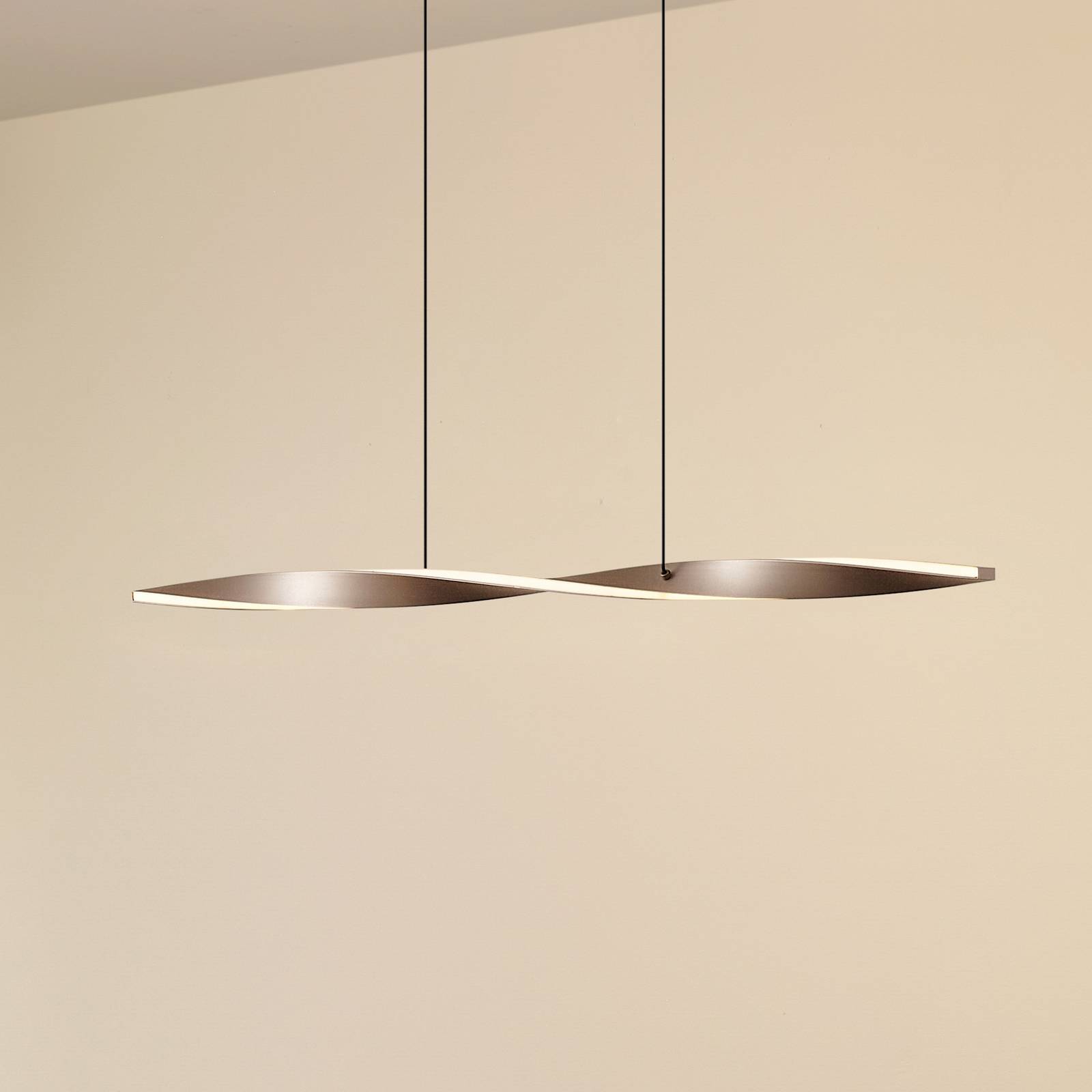Żyrandol LED Lindby Jaren, czarny/brązowy, 100 cm, CCT