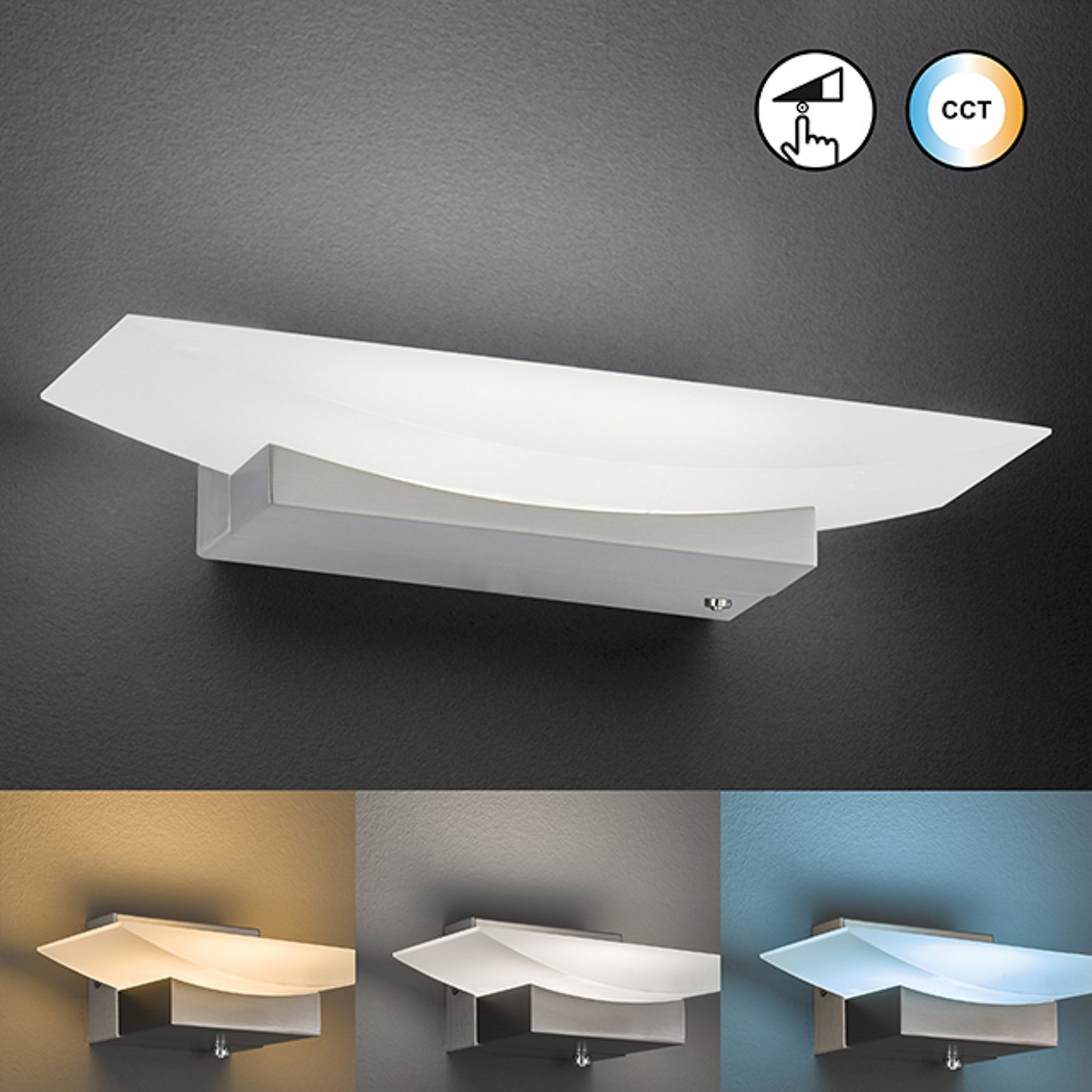 Aplică perete LED Bowl TW CCT lățime 30cm, nichel Aplică perete LED Bowl TW CCT lățime 30cm, nichel