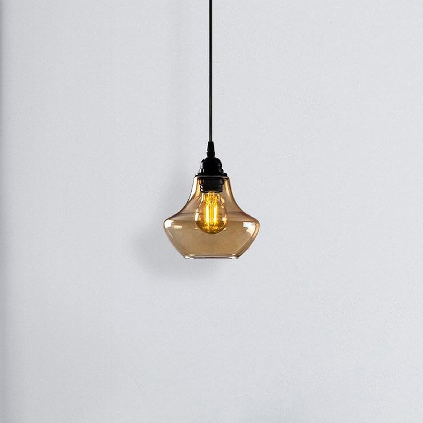 Lampa wisząca Gold 050, złoty-przezroczysty, szkło, Ø 17 cm