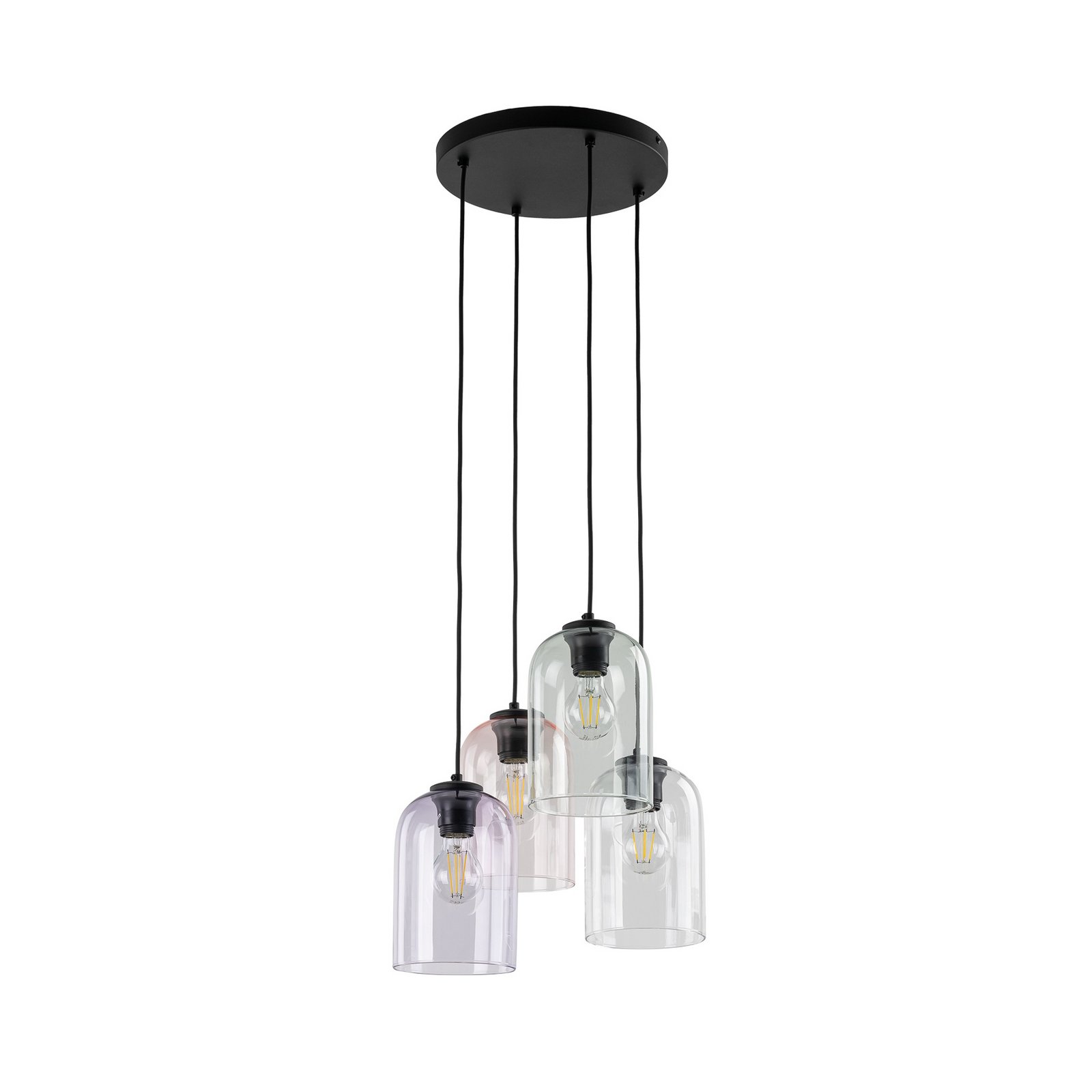Viseća lampa Molly, Ø 38 cm, višebojna, metal, staklo, 4 žarulje.