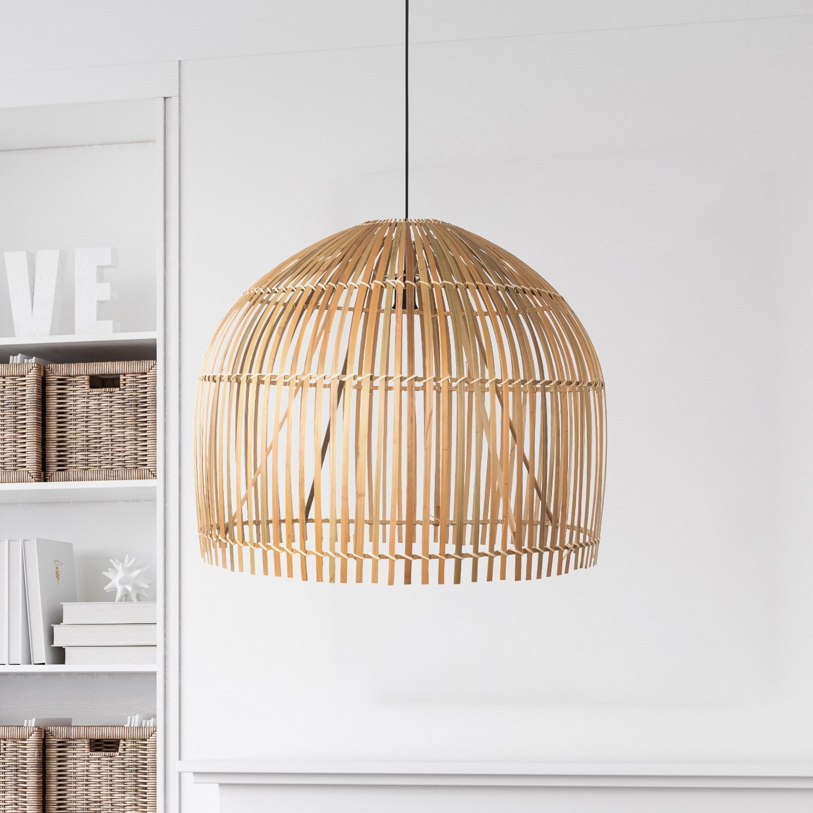 Suspension Bali, Ø 60 cm, bambou, bois clair, E27