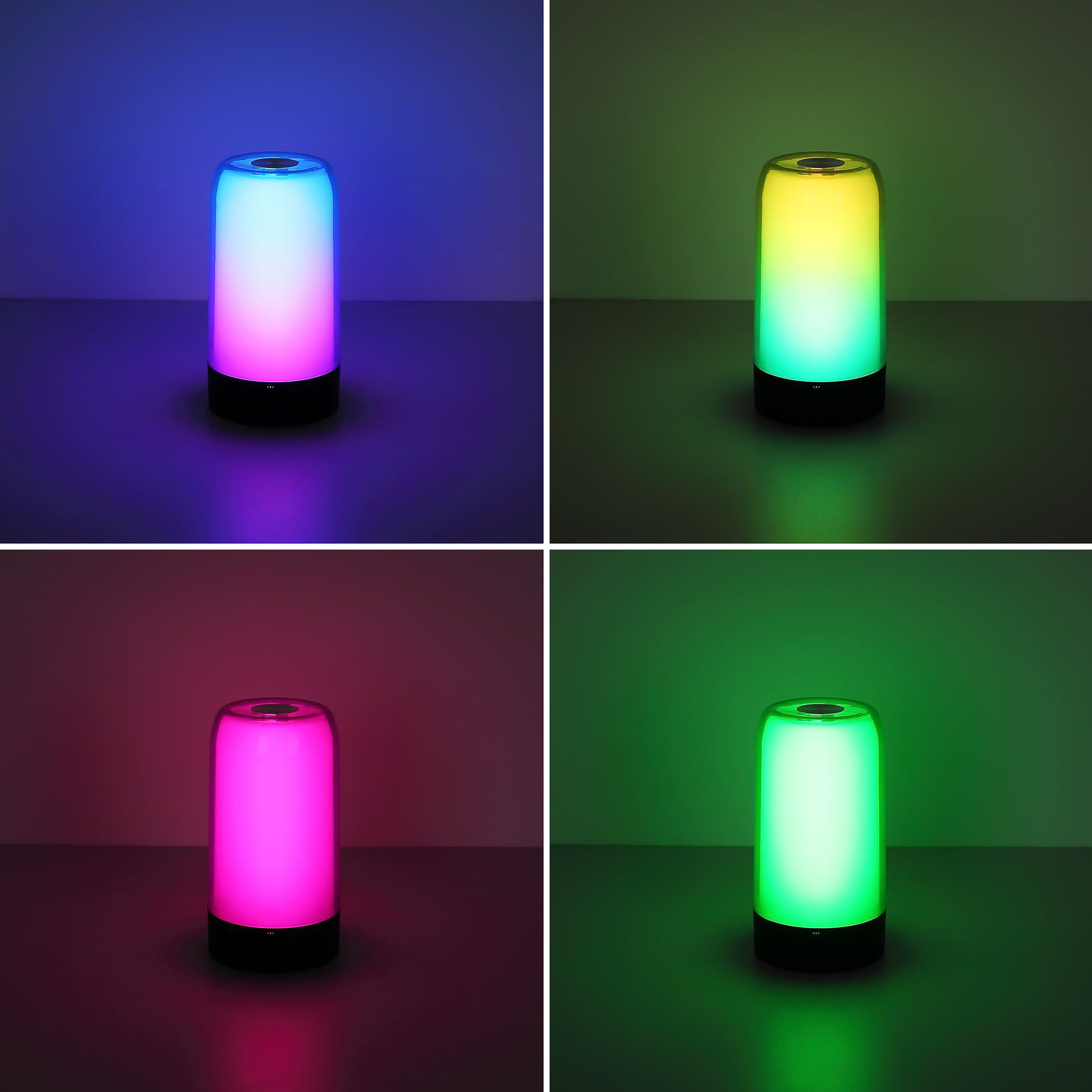 Nabíjecí stolní lampa Sandrina LED, šedá, Ø 10 cm Bluetooth, RGB