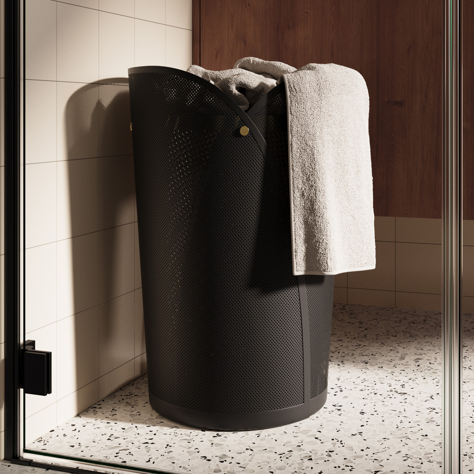 Cesto para la ropa Oya, gris oscuro, 69 cm, 75 litros, acero - GEJST