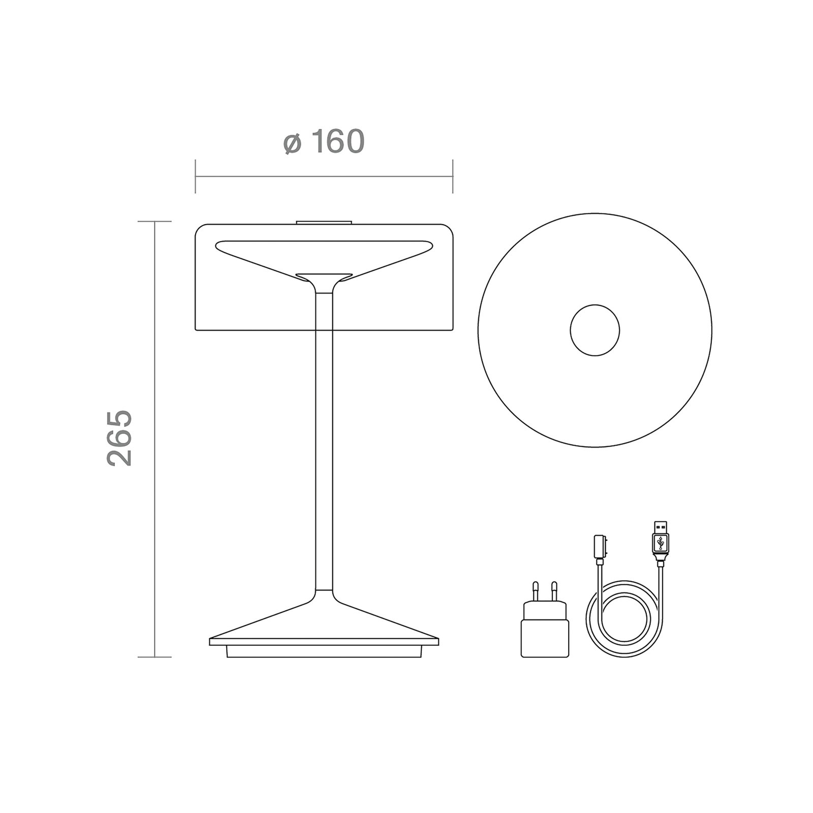 Candeeiro de mesa recarregável Numotion LED, IP54, ouro rosa