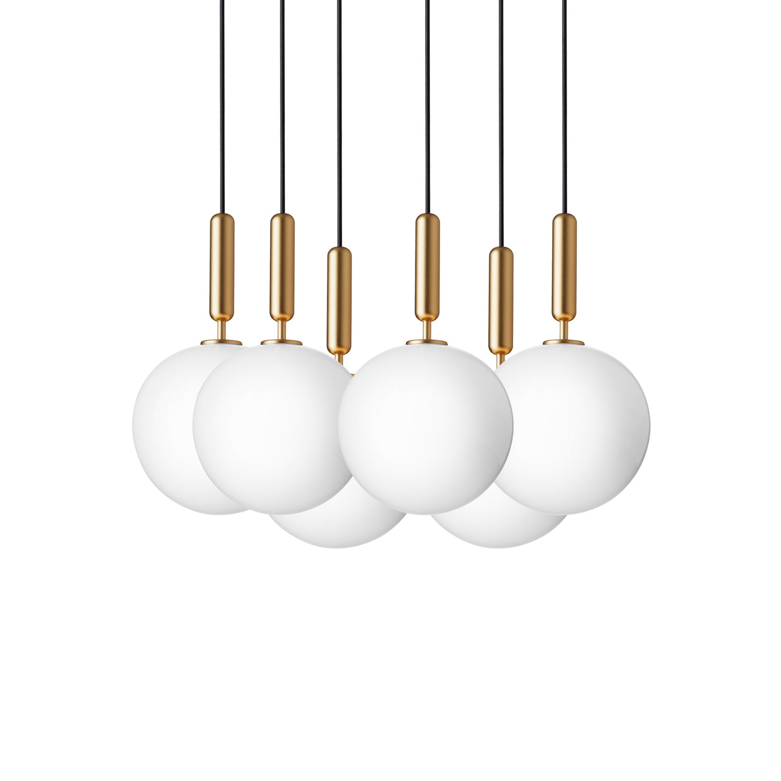 Miira 6 ljuskrona Large, mässing/opal, 6 lampor - Nuura