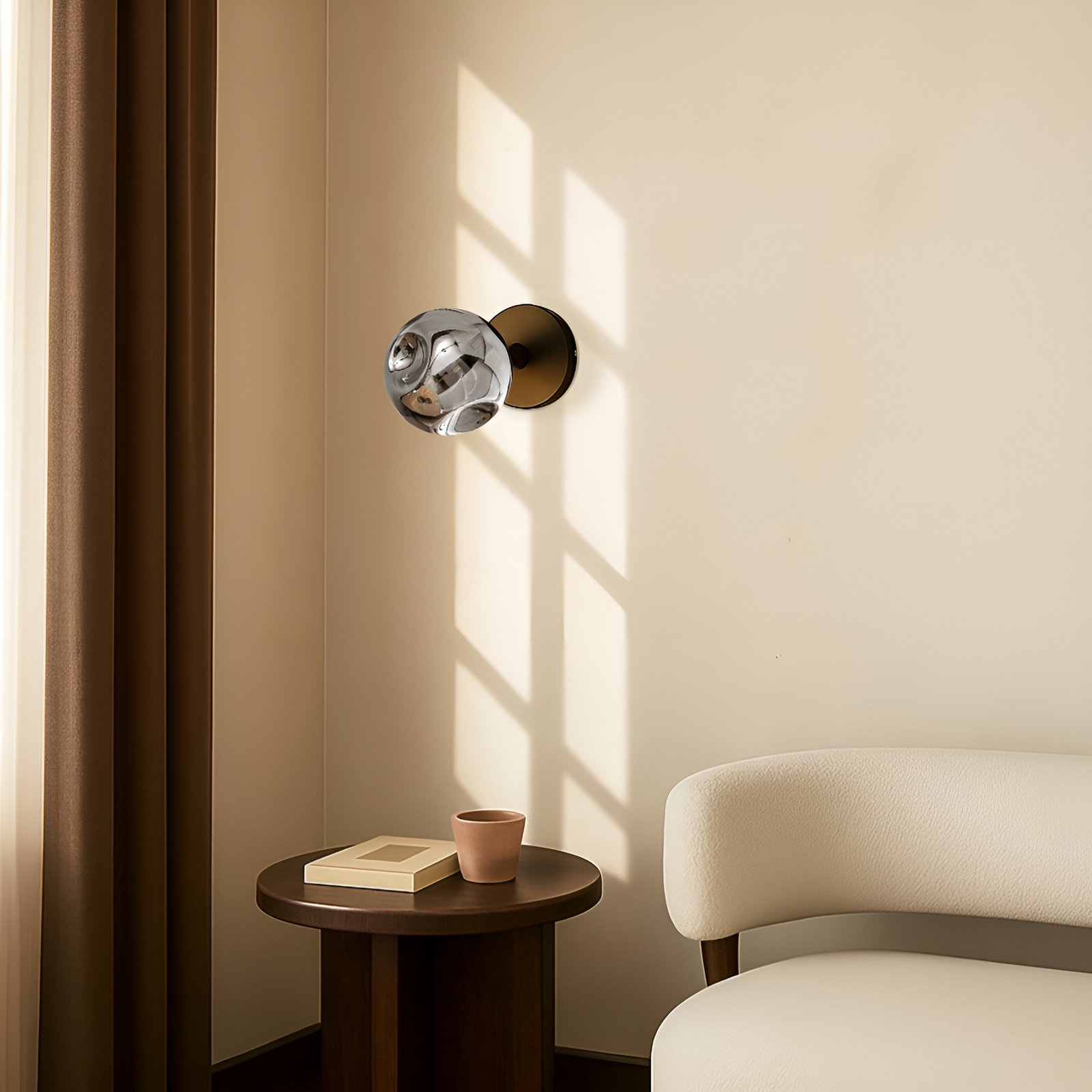 Lindby wall light Valentina, grey/black, glass, Ø 10 cm Lindby wall light Valentina, grey/black, glass, Ø 10 cm