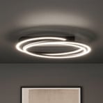 LED lubų lempa „Kiku“, skersmuo 56 cm, smėlio juodos spalvos, metalas, CCT