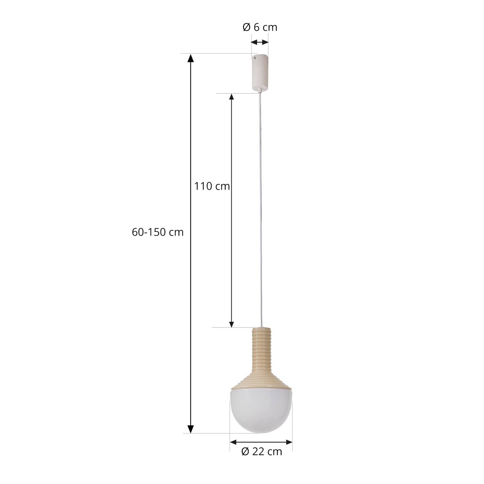 Lampa wisząca Lucande Florine, beż/opal, ceramika, szkło