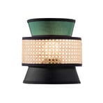 Applique murale Gazebo, vert/noir/naturel, 24 cm, tissu/rotin