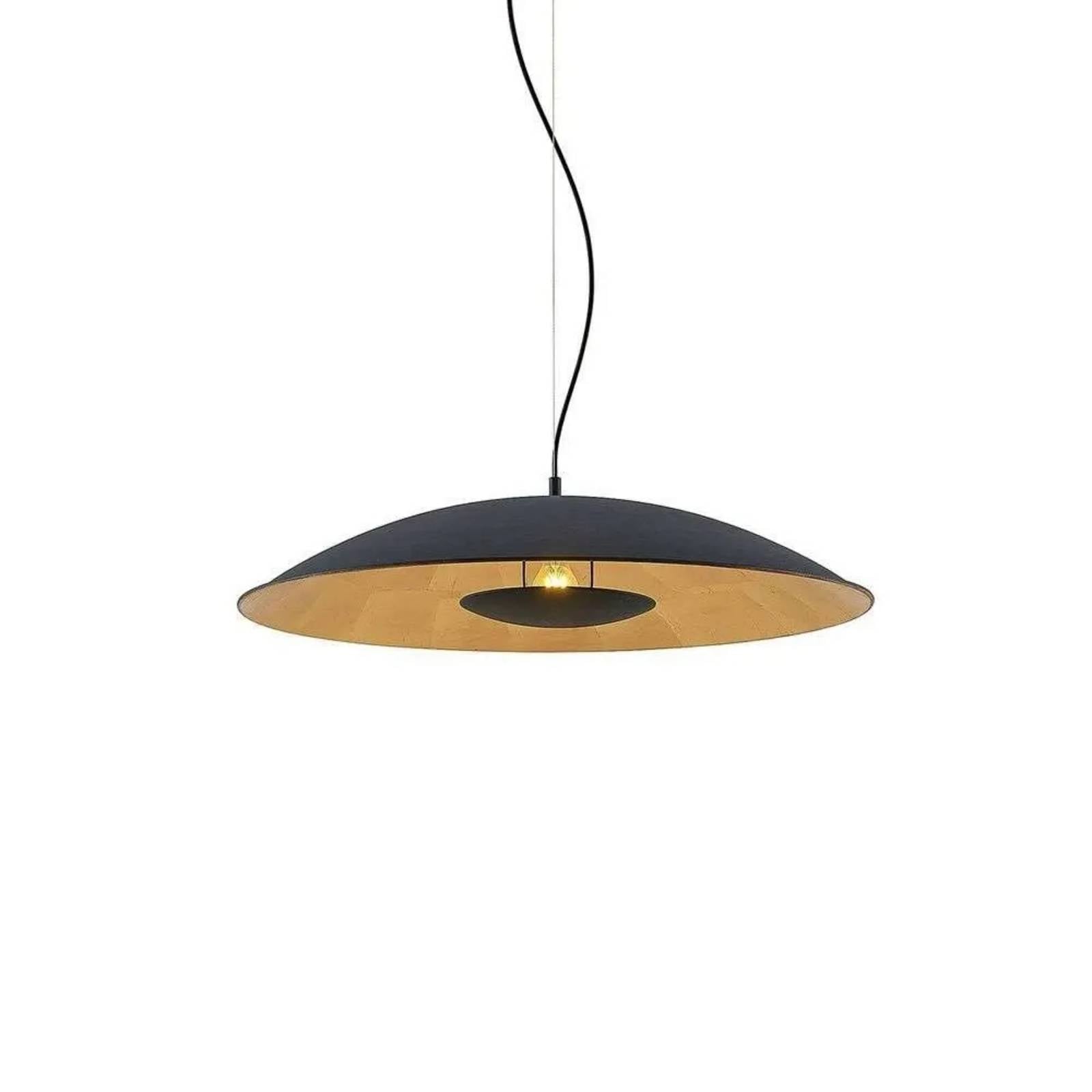 Lampa wisząca Lindby Narisara, Ø 80 cm, E27, czarno-złoty