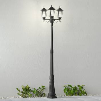 Nane lamp post with a lantern shape, three-bulb