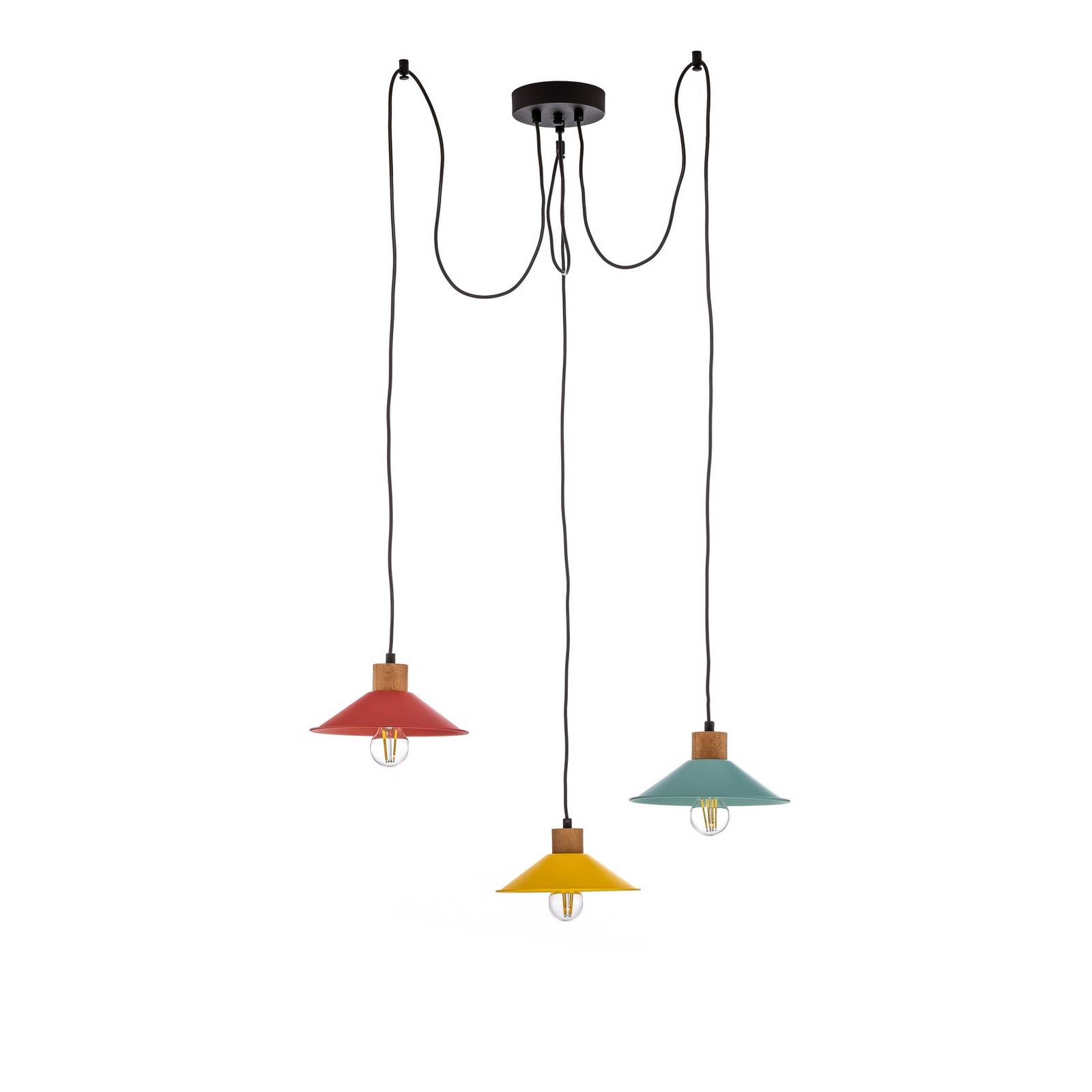 Hängelampe Manavgat N-553 3-flammig gelb/blau/rot