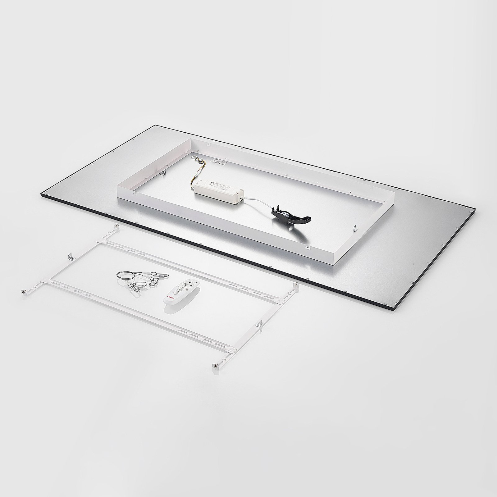 Lindby LED panelis Nelios, 120 x 60 cm, CCT, melns, metāls