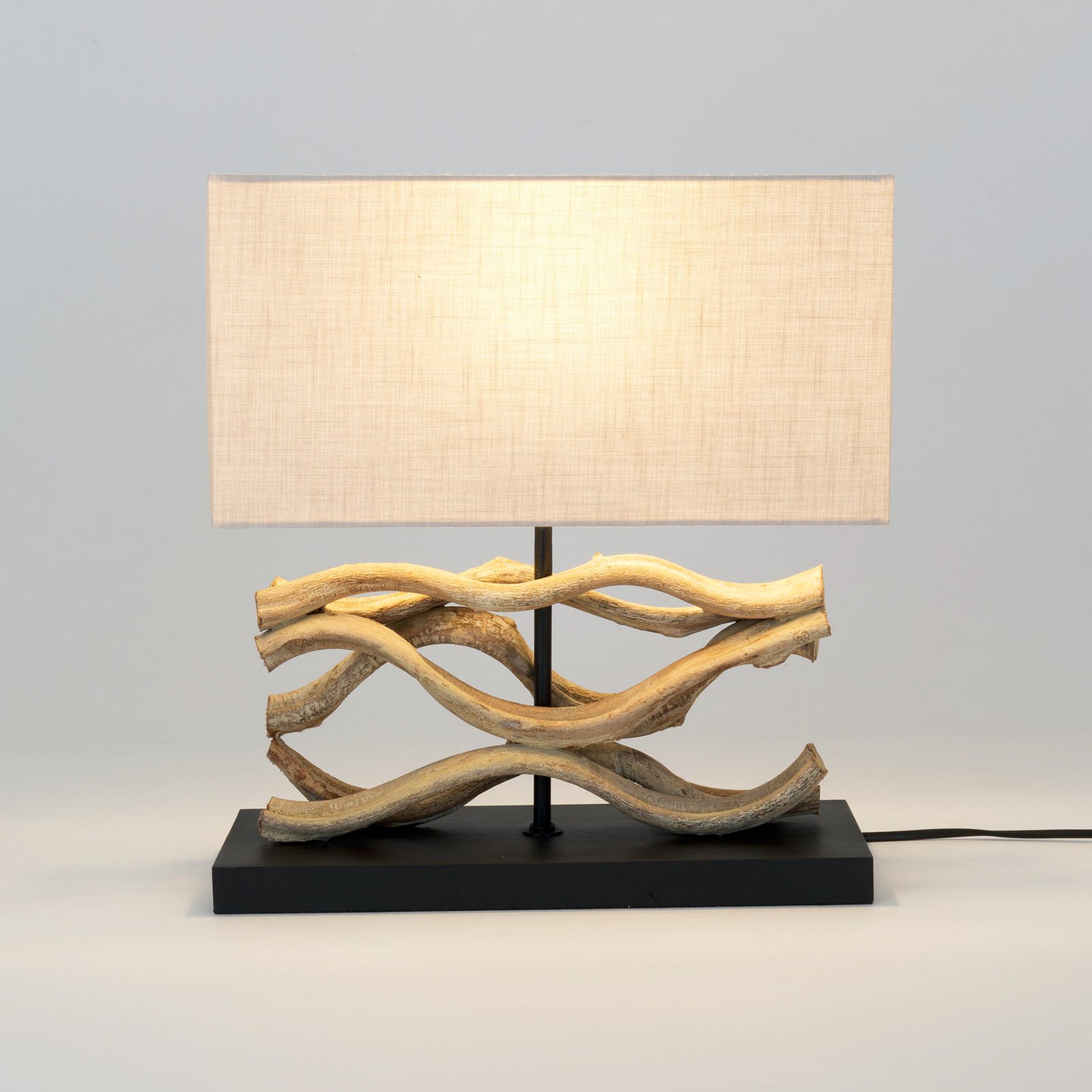Lampe à poser Panarea, couleur bois/beige, hauteur 42 cm, bois