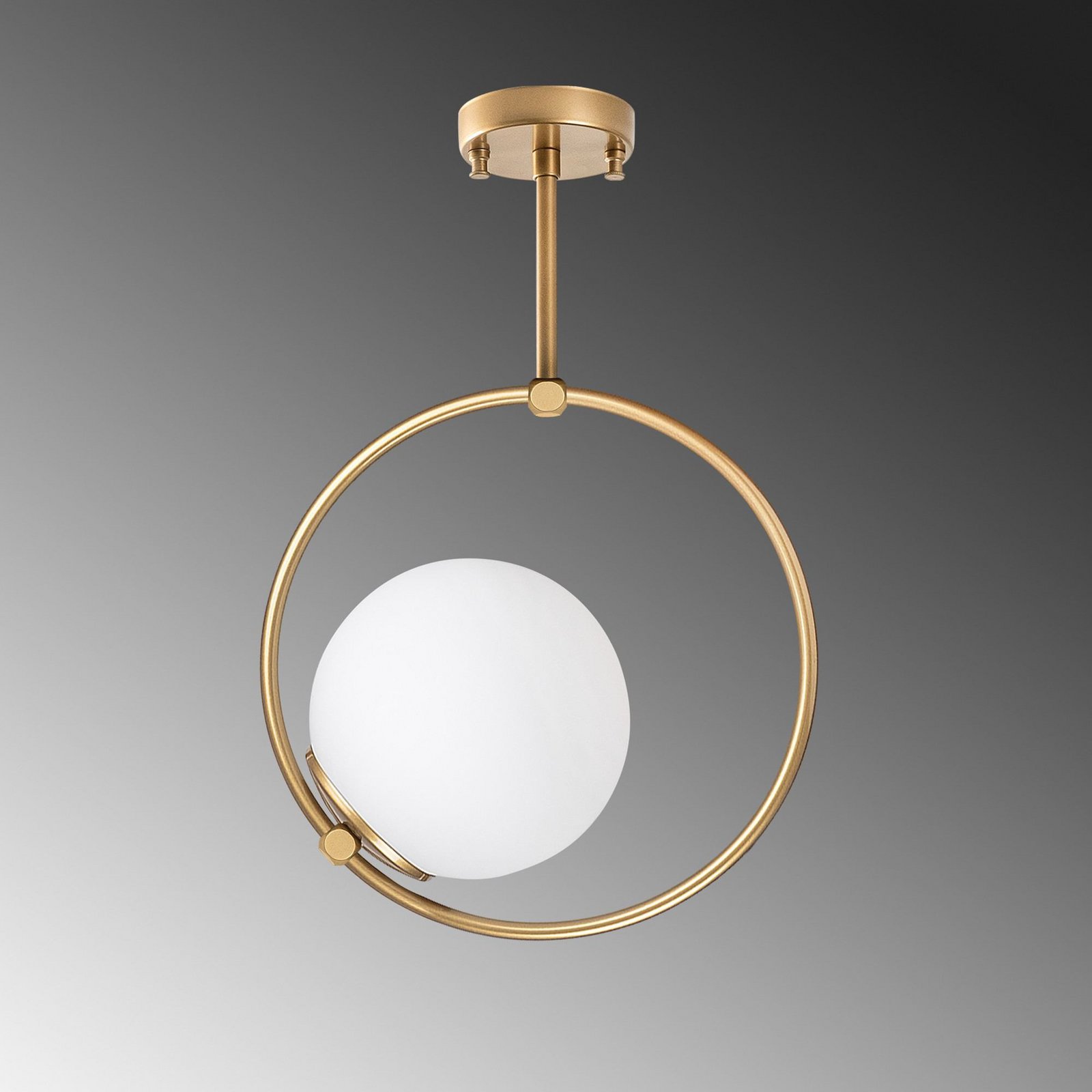 Deckenleuchte Dolunay, Ø 26 cm, goldfarben, Glas, E27