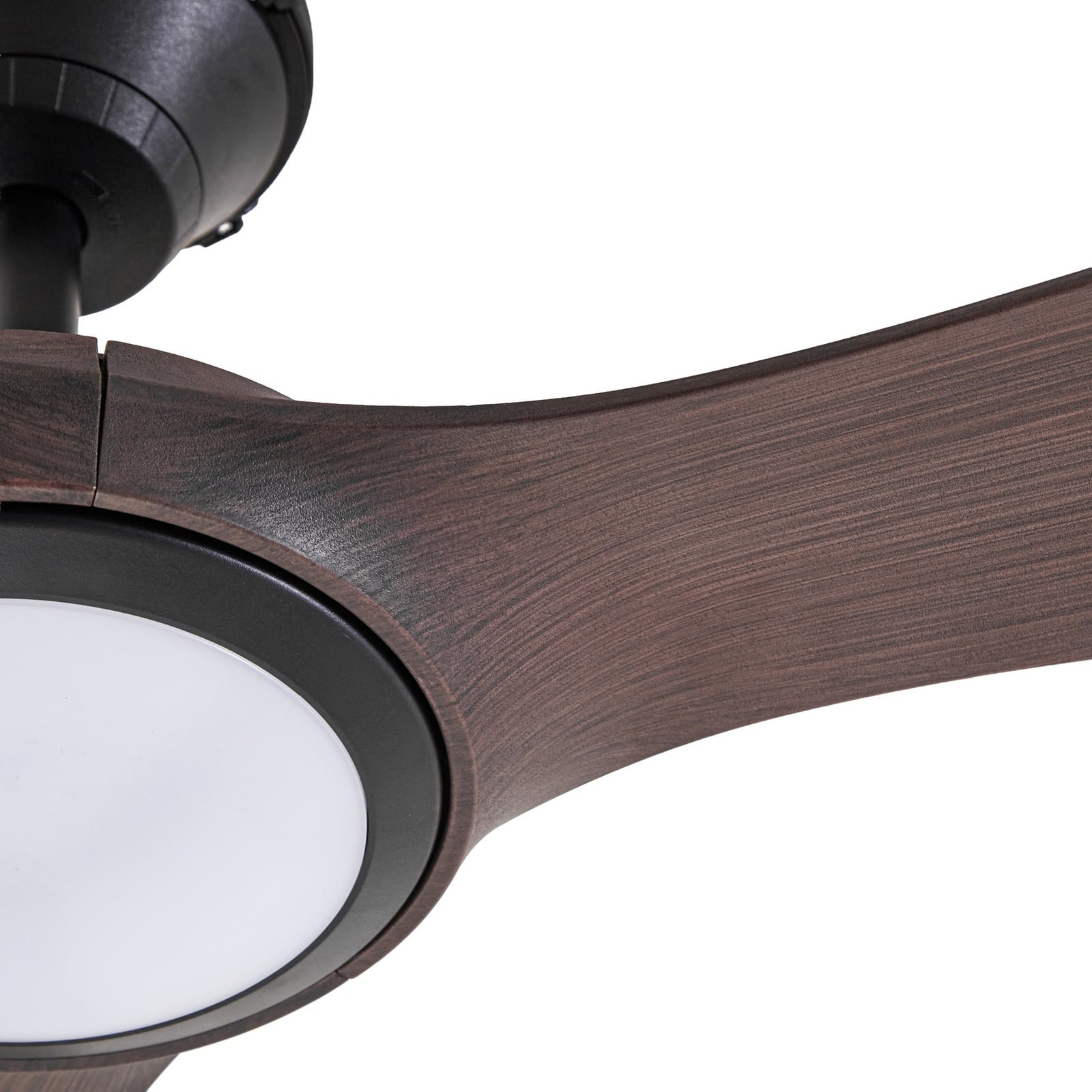 Winrod LED mennyezeti ventilátor, sötét fa, IP66 – Lucande