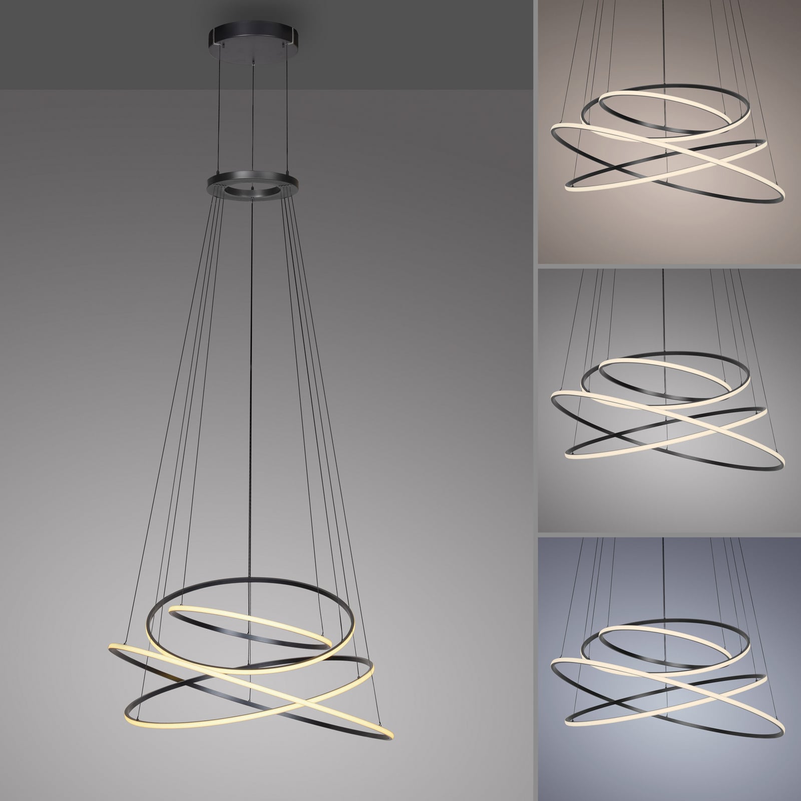 E-Flying Rings LED-Hängelampe mystic grey Ø110cm, CCT - PURE E-Flying Rings LED-Hängelampe mystic grey Ø110cm, CCT - PURE