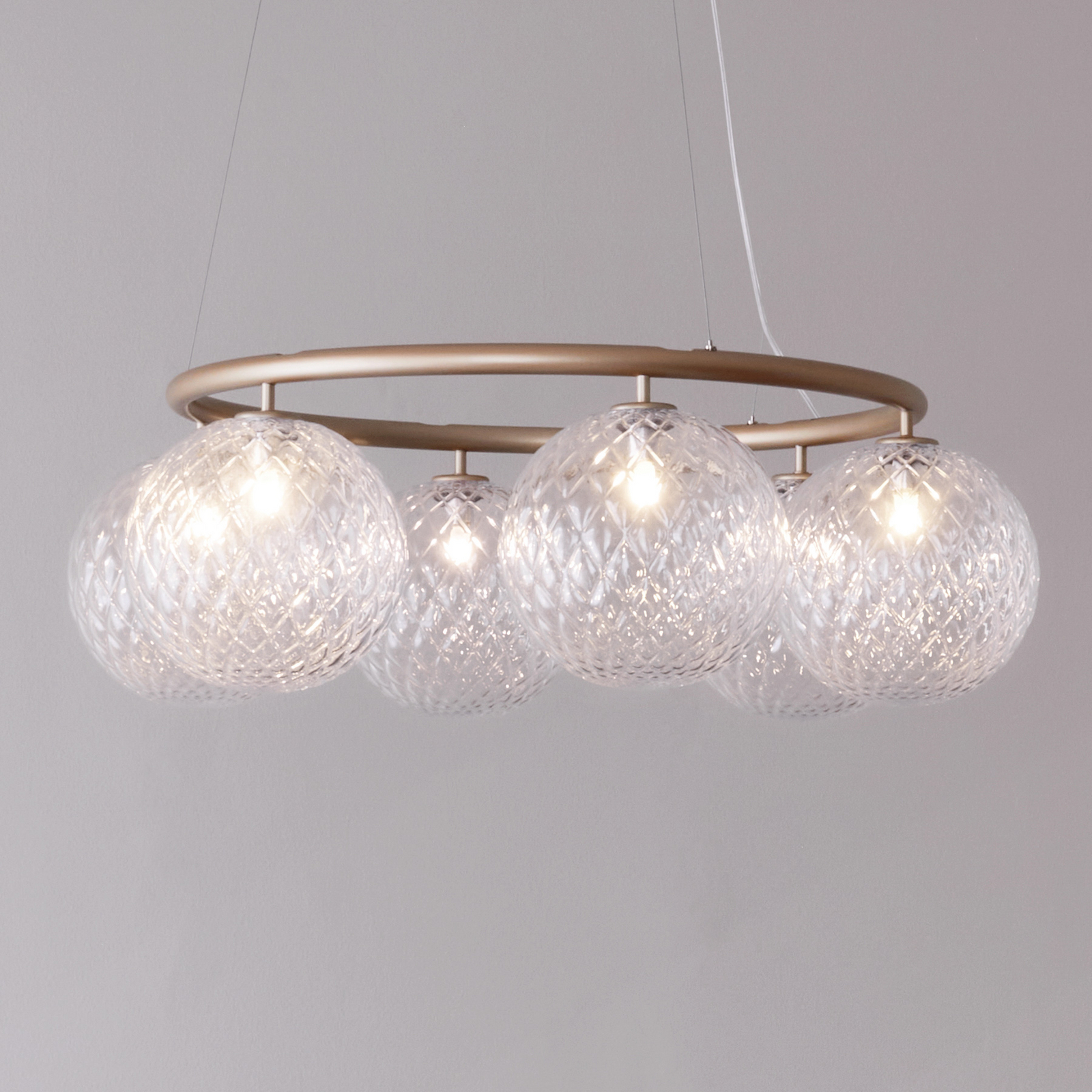 Miira 6 Circular lysekrone, Ø 80 cm, messing/klar - Nuura