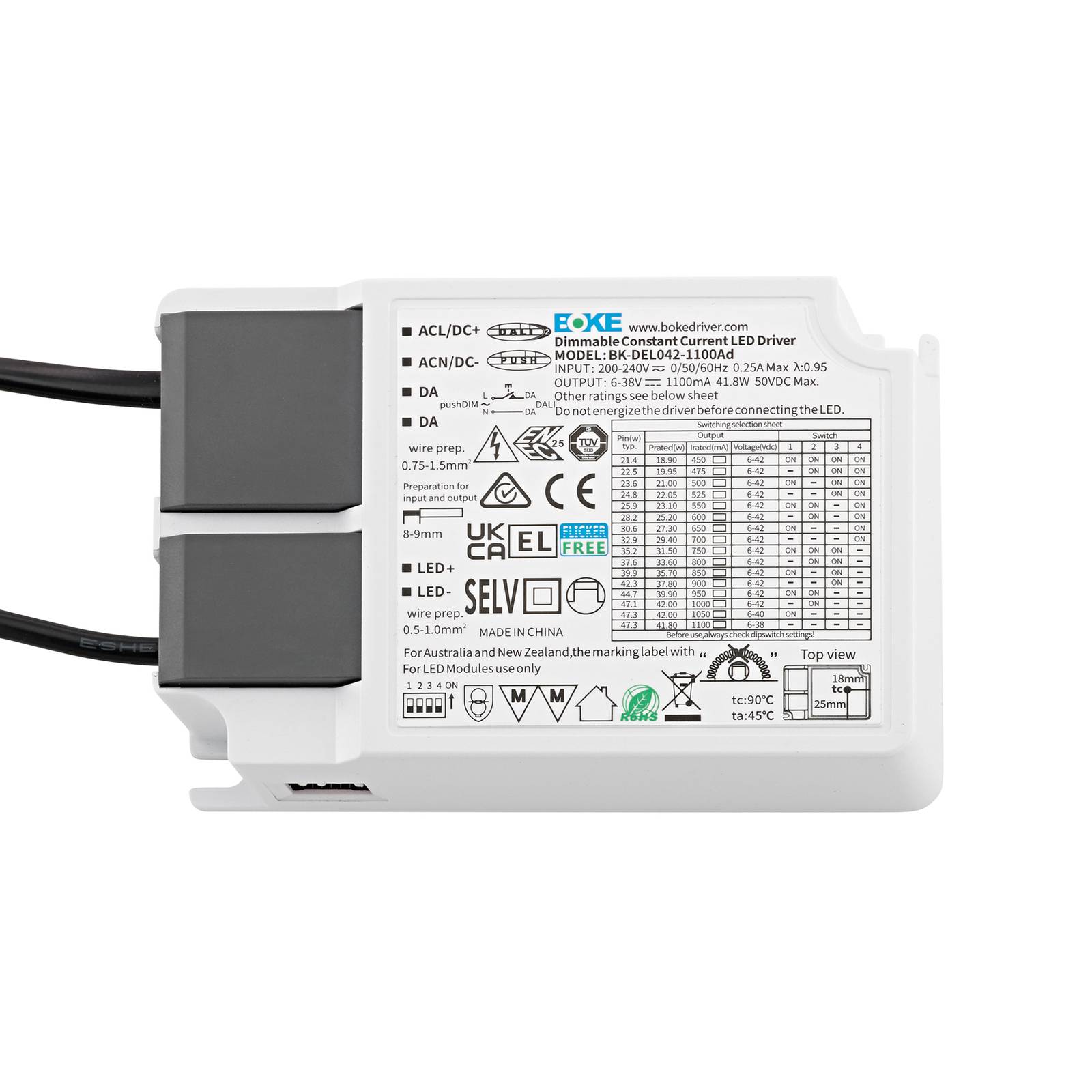 Sigor LED ovladač Powerline Panel CC, DALI, 42 W, 450 - 1100 mA