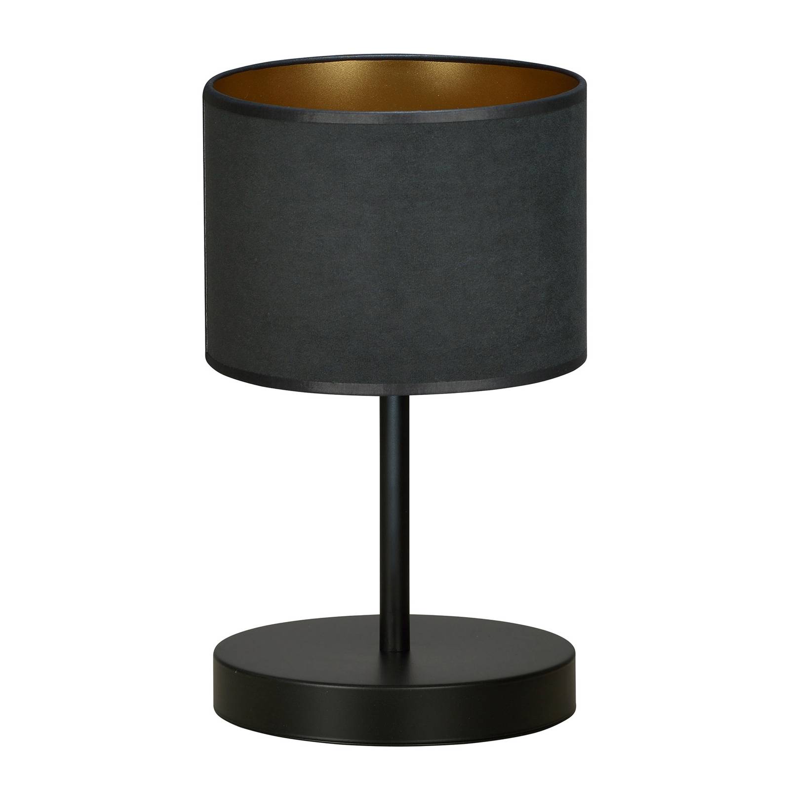 Lampe à poser Jari abat-jour tissu noir doré