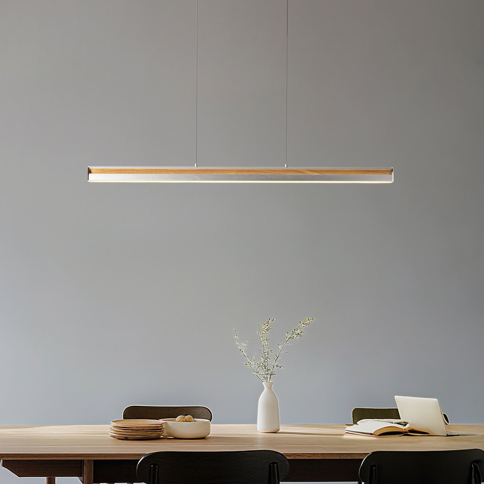 Lutana LED-Hängeleuchte 101 cm rosegold/holz - Lucande Lutana LED-Hängeleuchte 101 cm rosegold/holz - Lucande