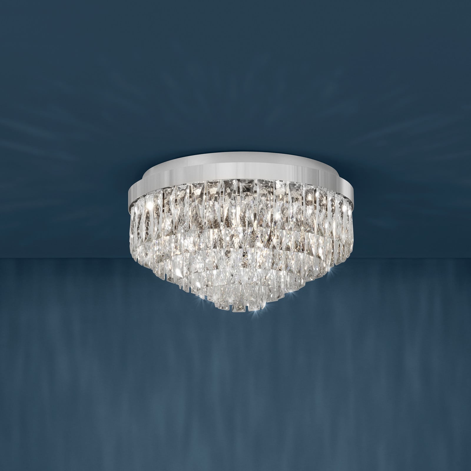 Valparaiso Deckenlampe chrom Ø 48 cm Metall Stars of Light - Wohnzimmer - Glas - Mehrflammig