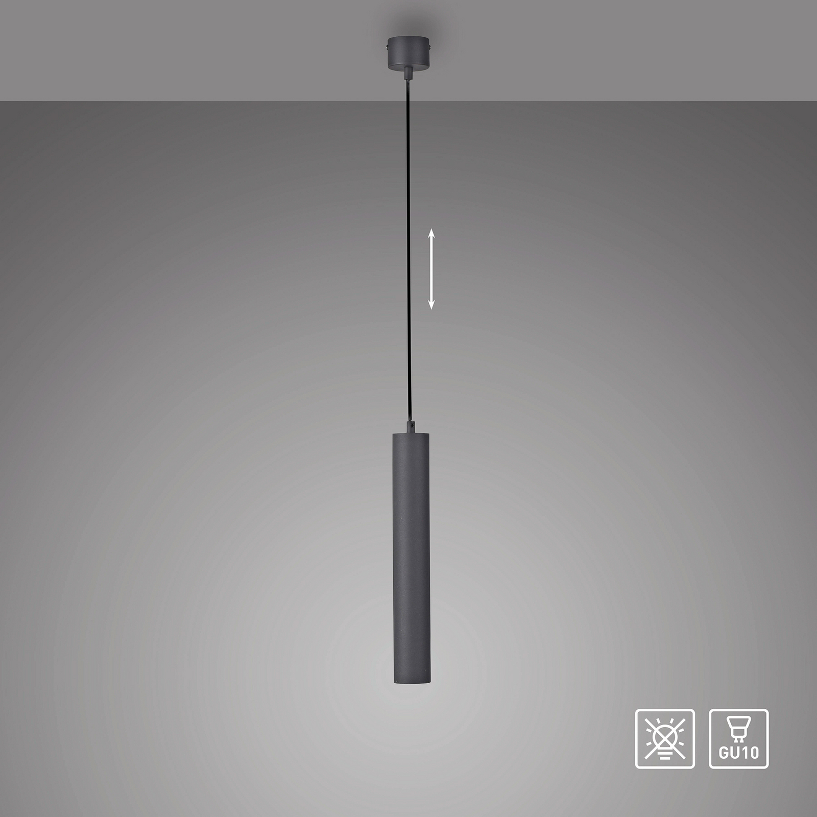 DANTE viseća svjetiljka, crna, za jednu žarulju, Ø 6 cm, metal, GU10