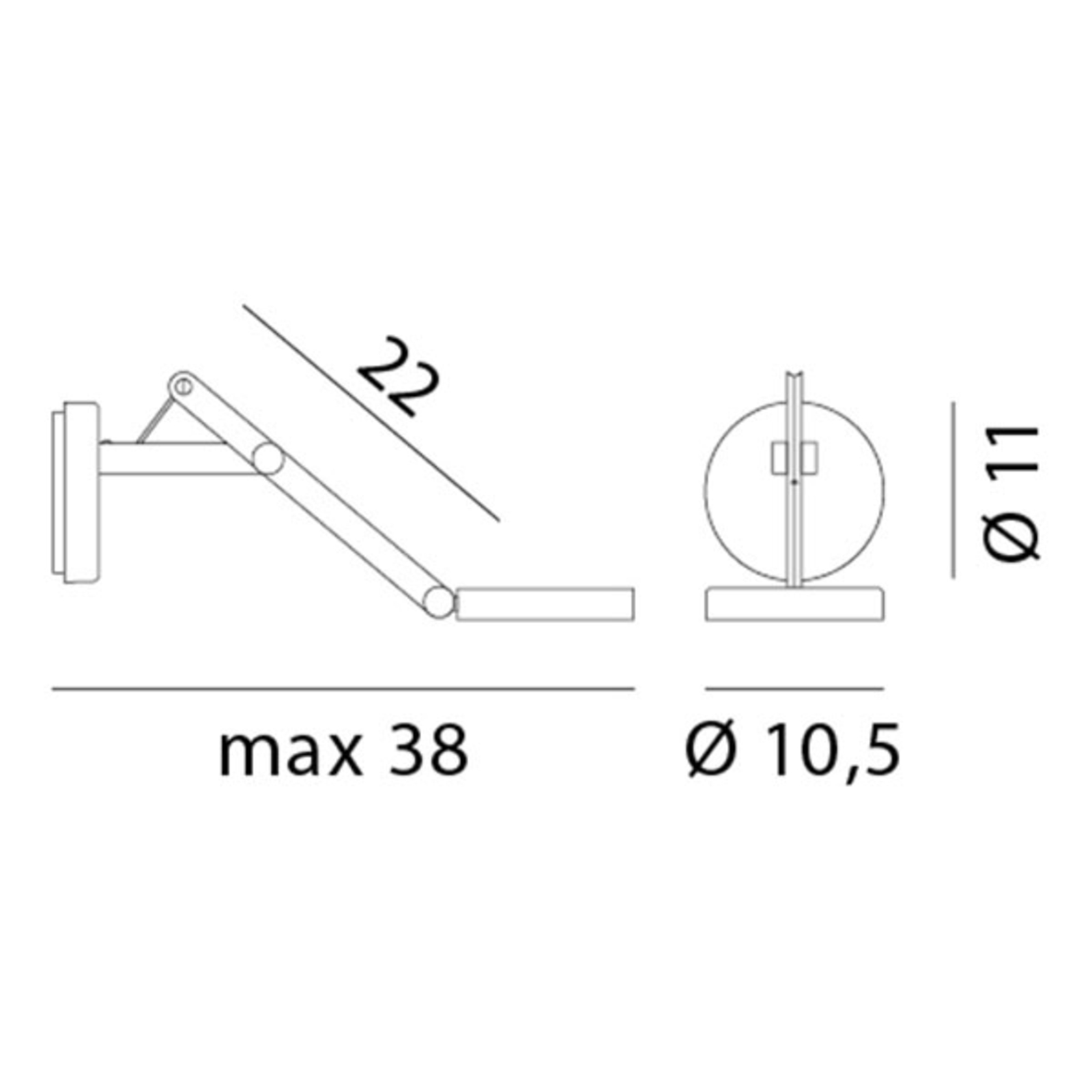 String W0 Zidna lampa DTW Matt Crna/Srebro - Rotaliana
