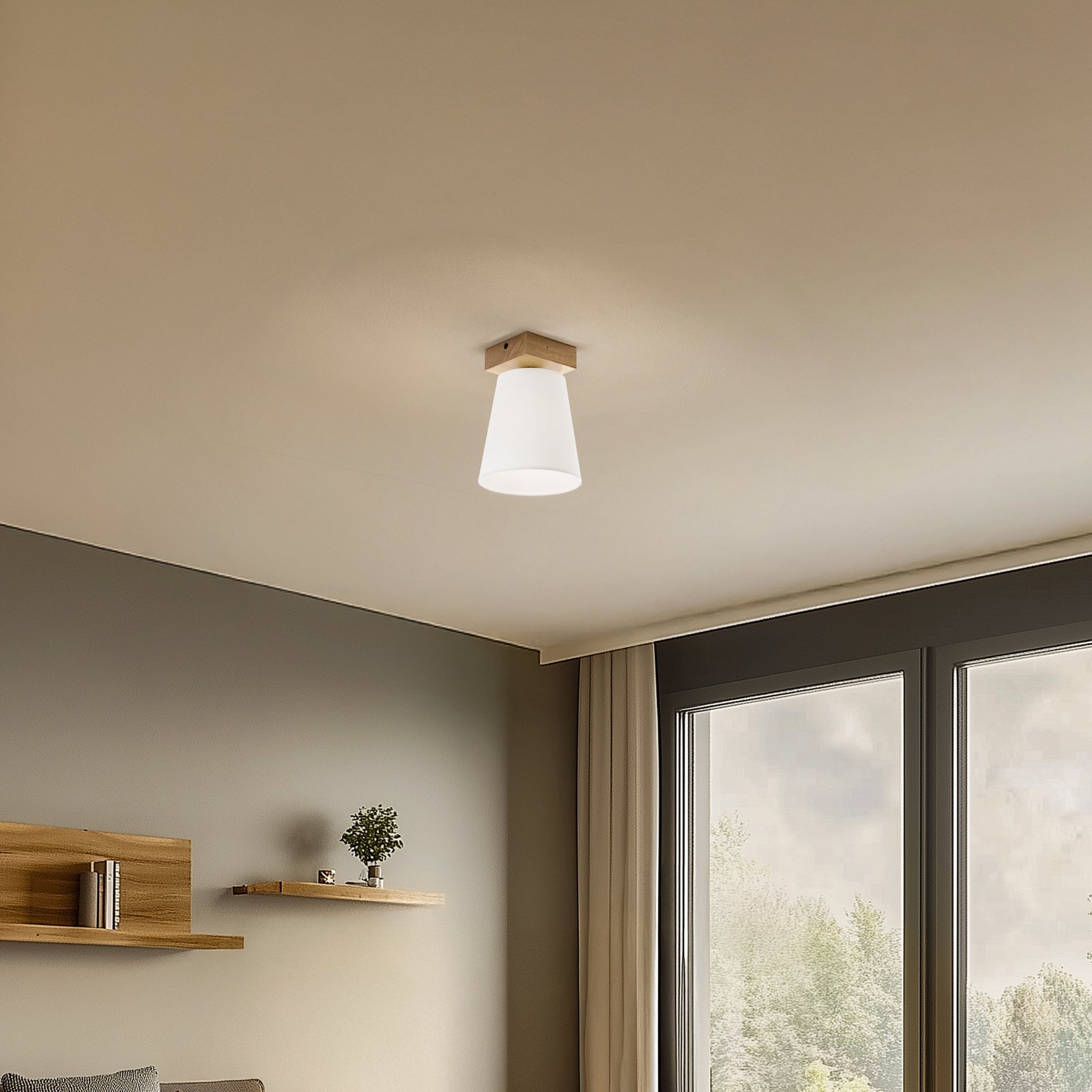 Envostar Risco ceiling lamp 1-bulb fabric shade white