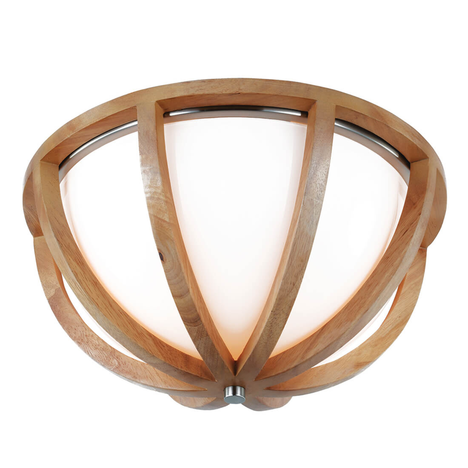 FEISS Harmoniously designed wooden ceiling lamp Allier, for Living / Dining Room, metal, wood, glass, E27, 60 W, energy efficiency: A++, H: 17.6 cm