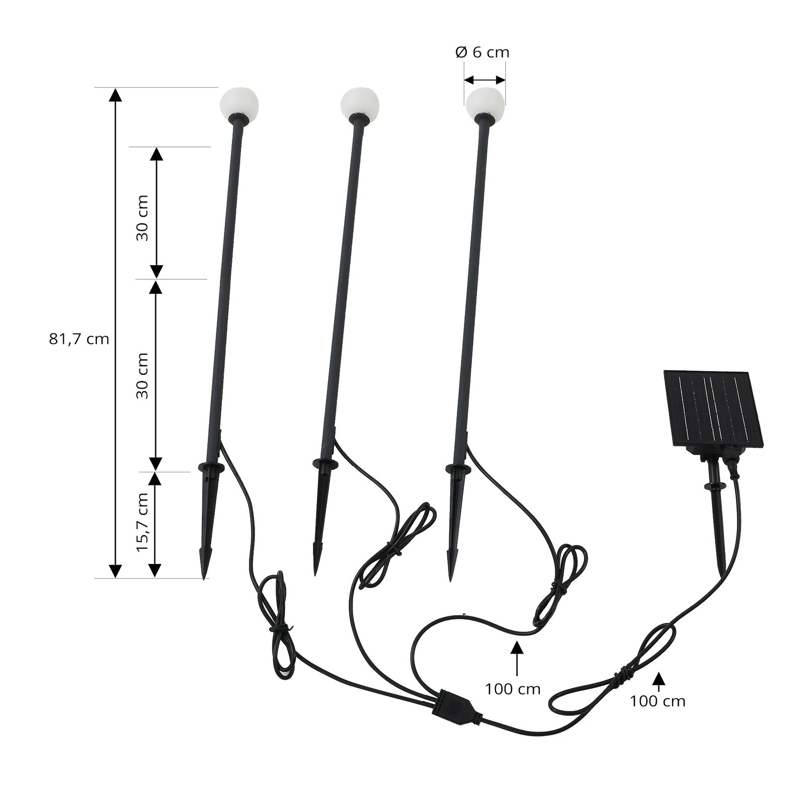 Freydis Lampe à cellule solaire w/Pointes de terre 3 pcs. Noir - Lindby