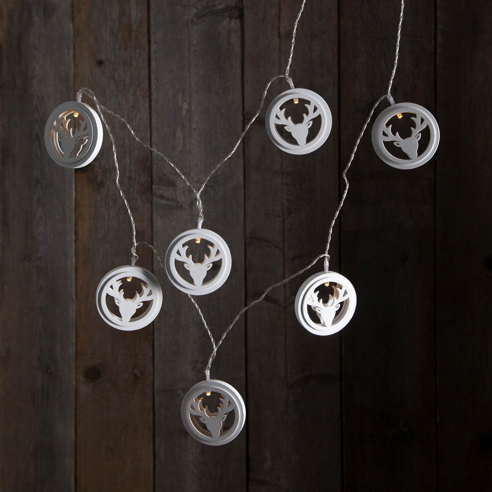 Woodworks LED string lights with 10 deer heads