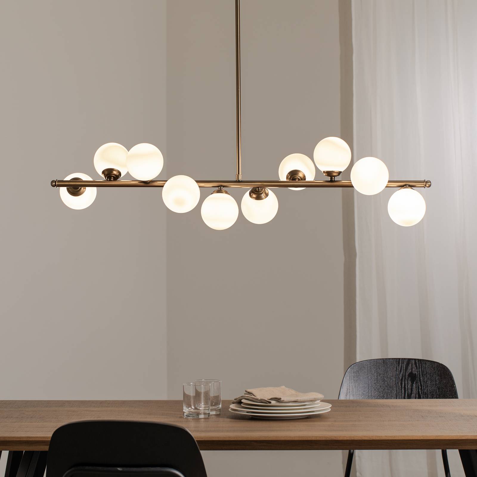Hängeleuchte Jadore, messing Metall/Glas 102 cm 10-flg. günstig online kaufen