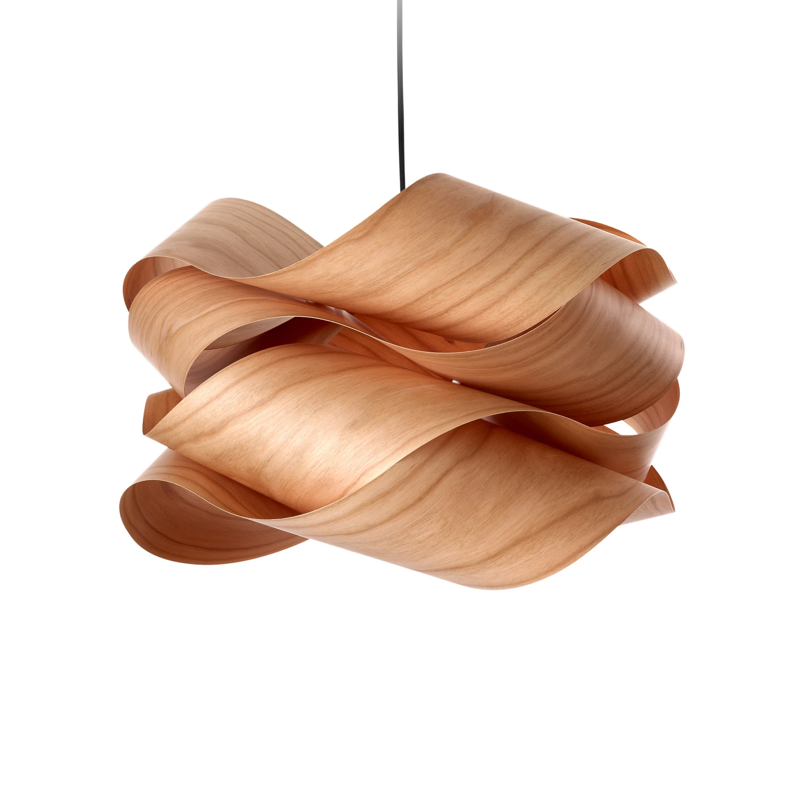 LZF Lampada a sospensione Link, legno di ciliegio/colore nichel, Ø 69 cm, legno