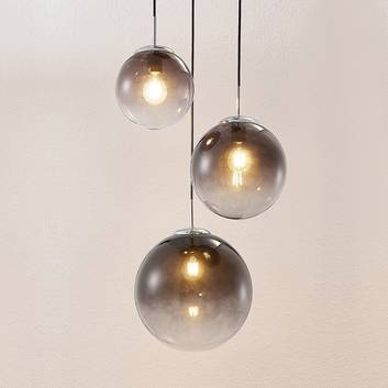 Lindby Robyn glass pendant light, three-bulb