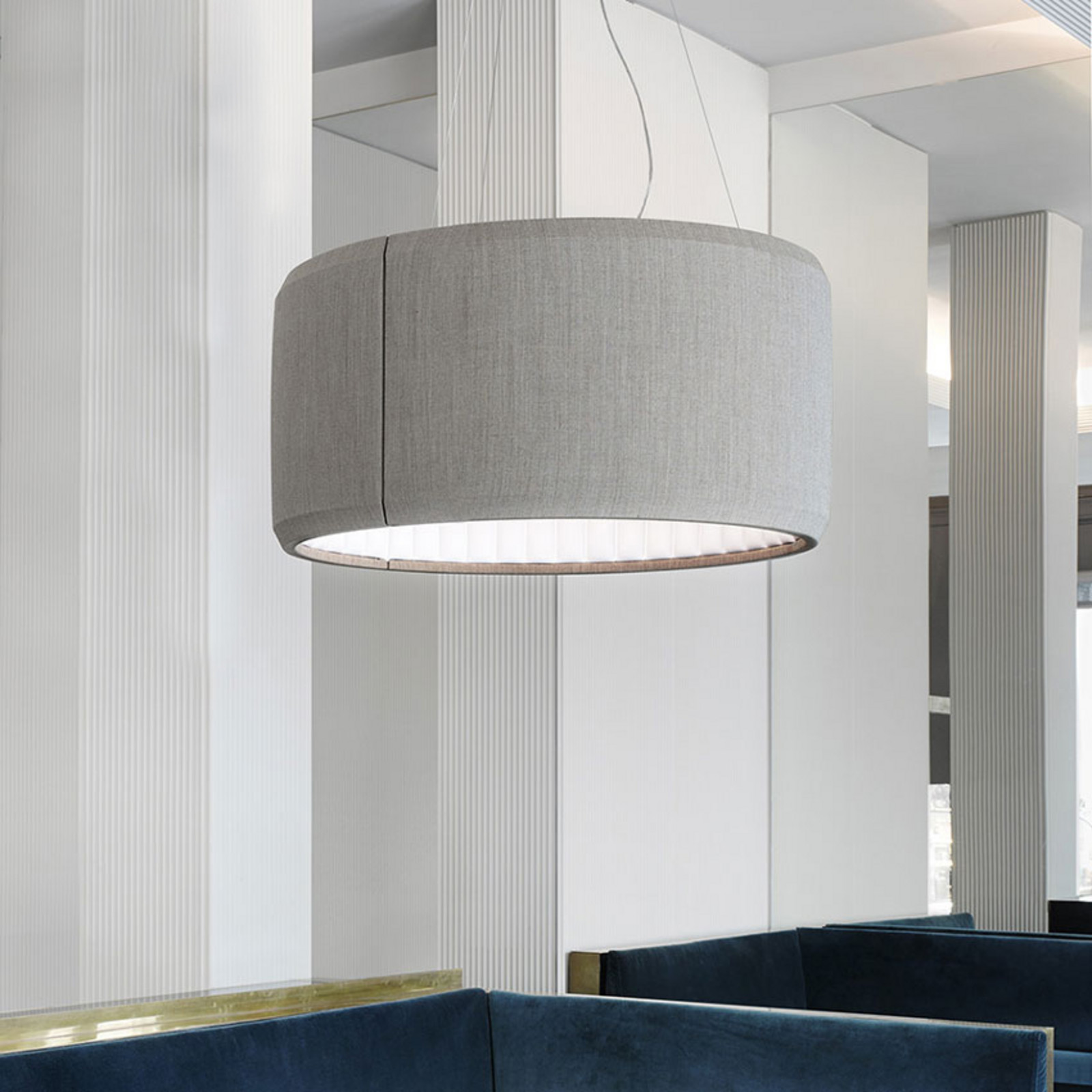 Luceplan Silenzio LED suspendat gri Ø 90cm - Camera de zi / sufragerie - modern - gri deschis - Țesătură / Textil