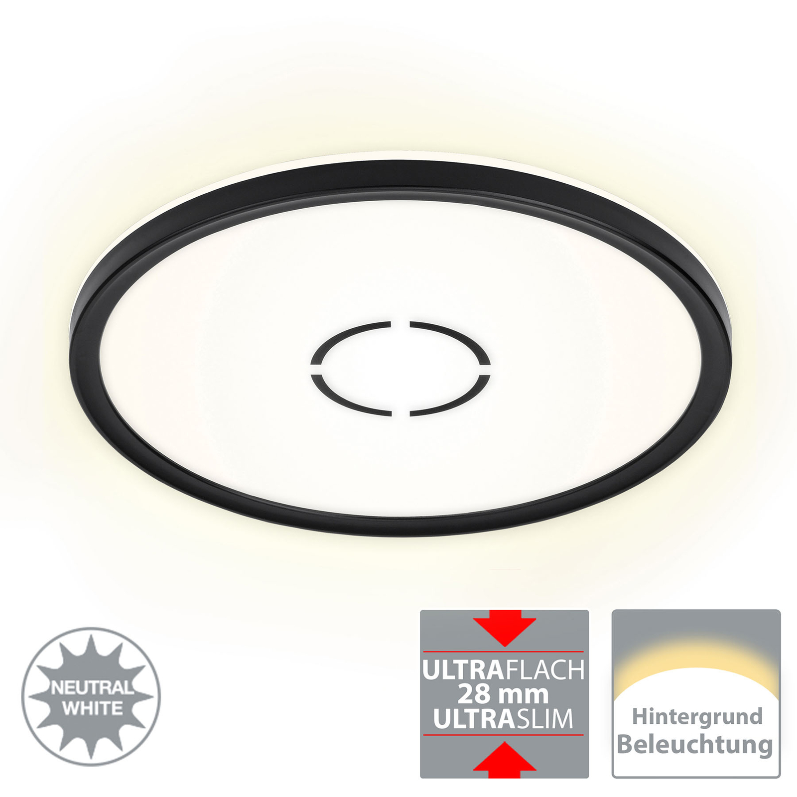 Безплатно LED осветление за таван, Ø 29 cm, черно