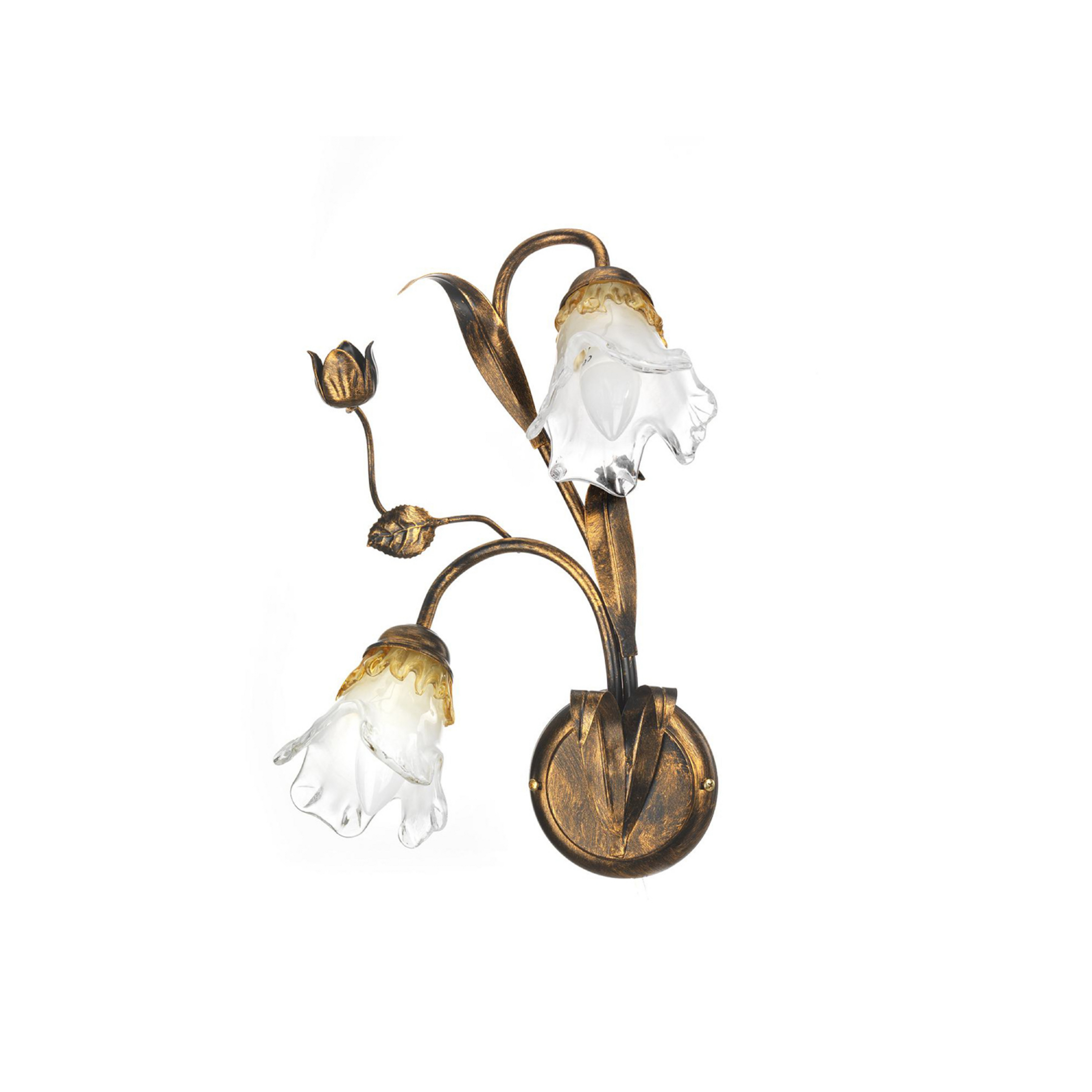 Wandleuchte Arianna, bronzefarben, 2-flammig, Eisen, Glas