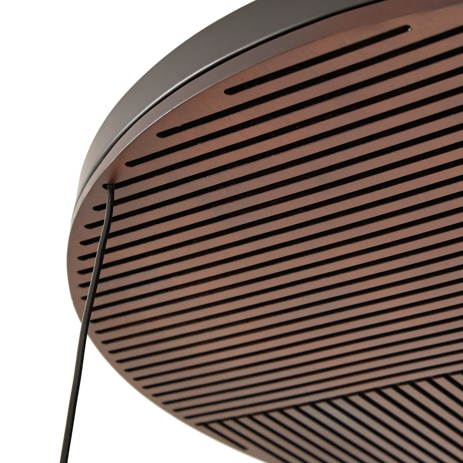 Lucande LED stropní svítidlo Orven, černá/dřevo, Ø50cm, stmívatelné